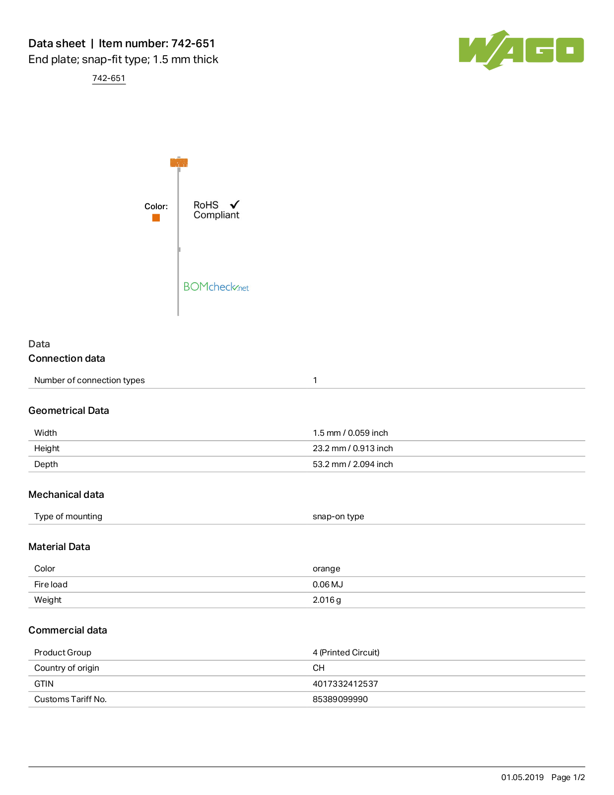 Wago 742-651 Data Sheet