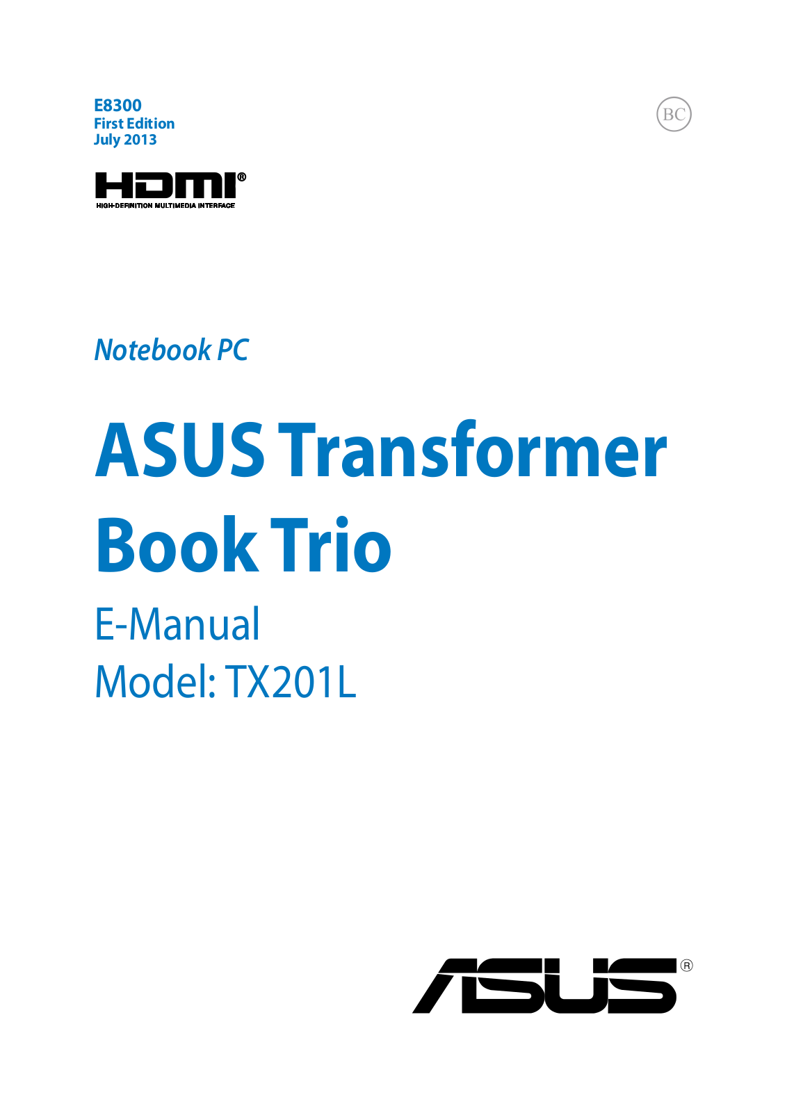 ASUS TX201L User Manual