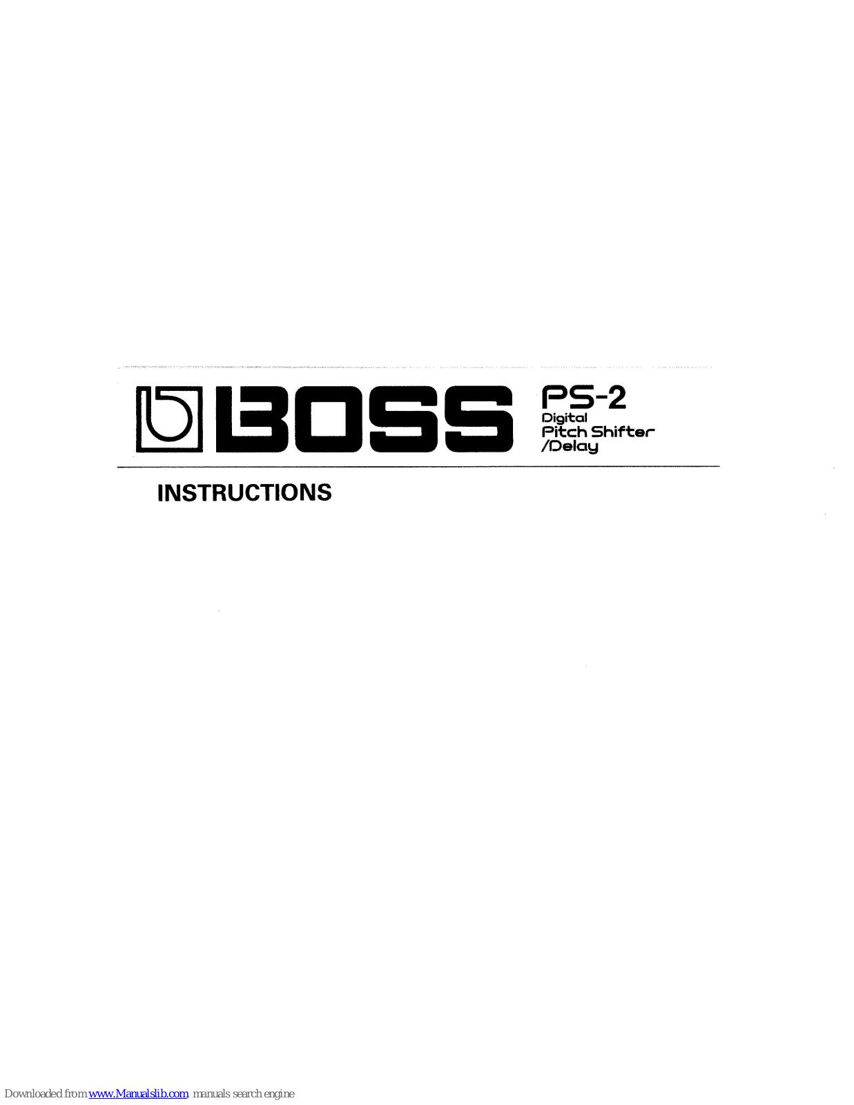 Boss PS-2 Instructions Manual