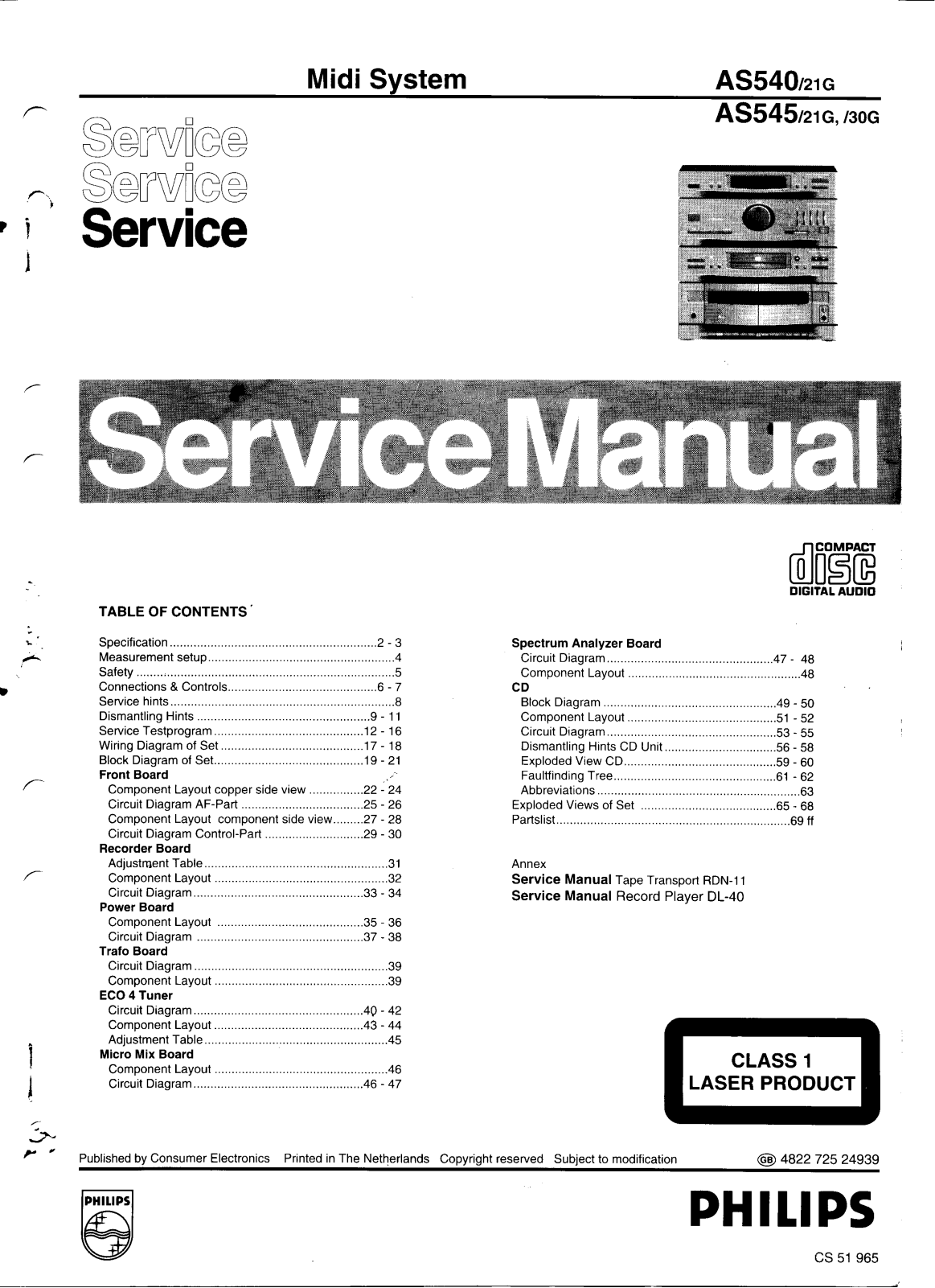 Philips AS-545 Service Manual