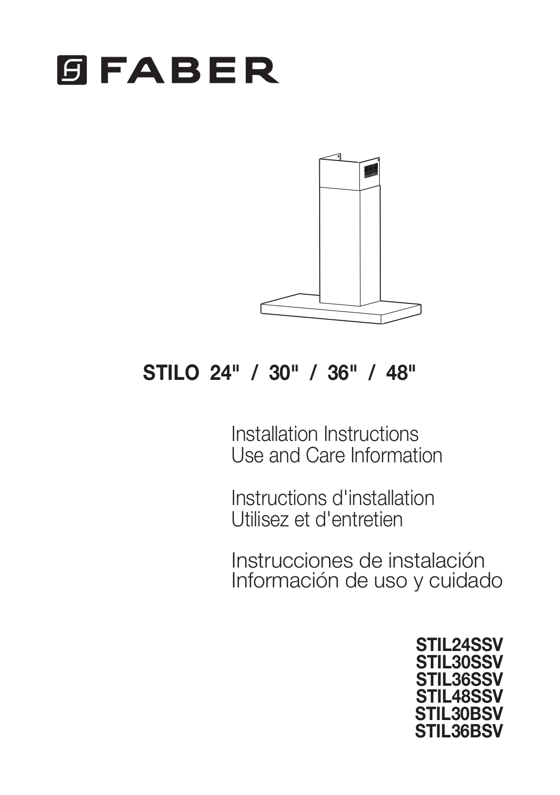 Faber STIL30SSV, STIL30BSV Installation manual
