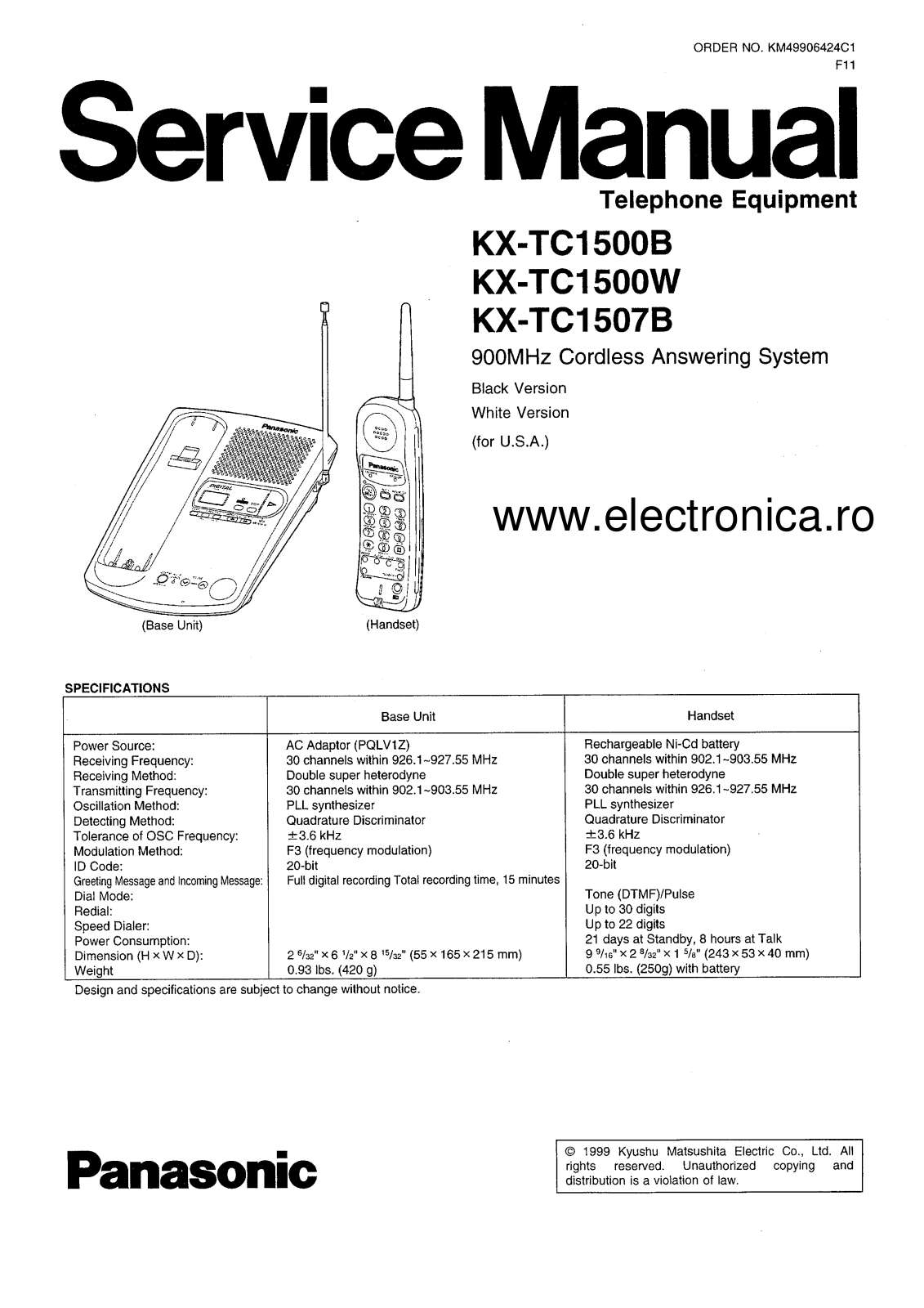 Panasonic KX-TC1507B Service Manual