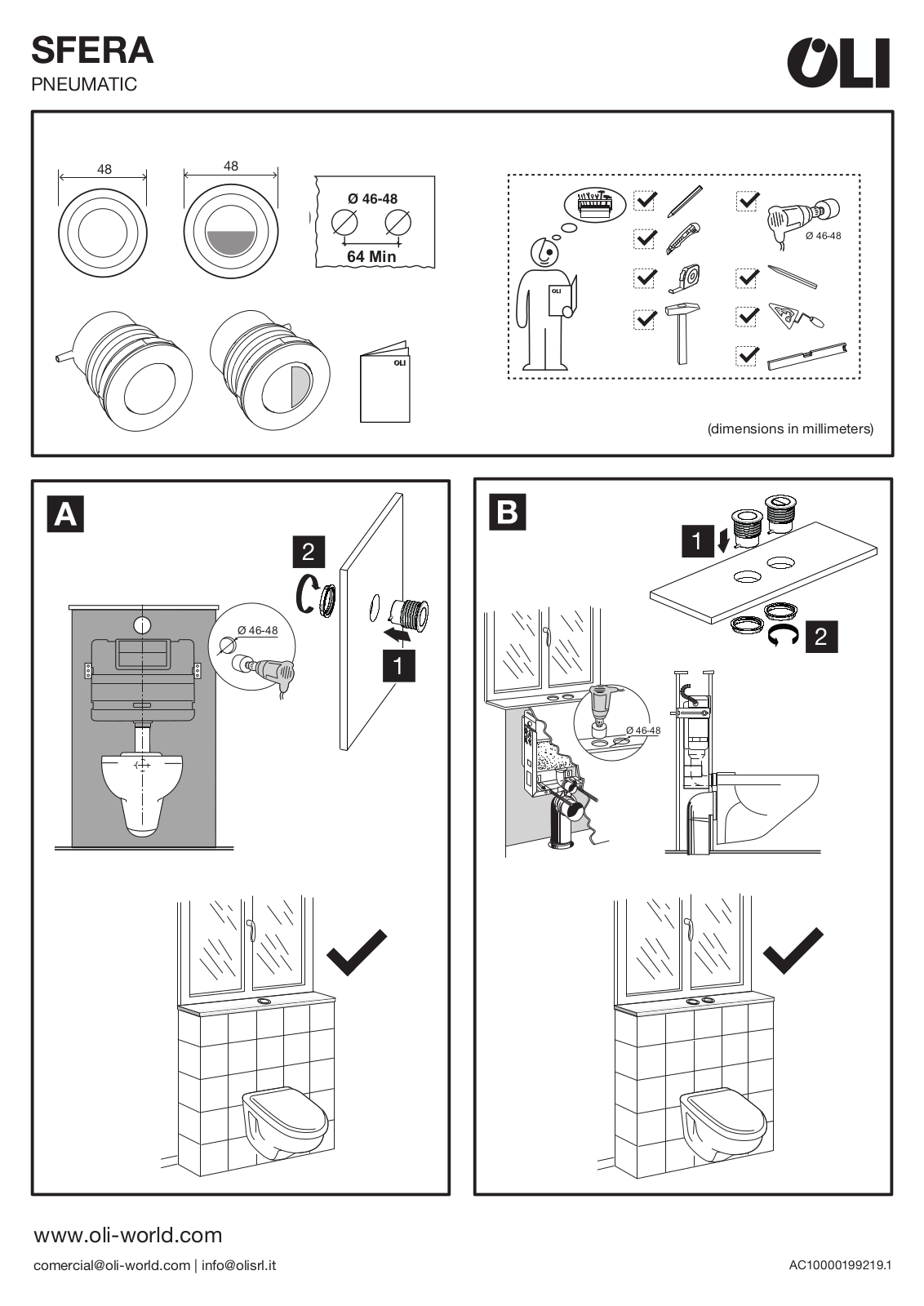 OLI SFERA PNEUMATIC Installation guide