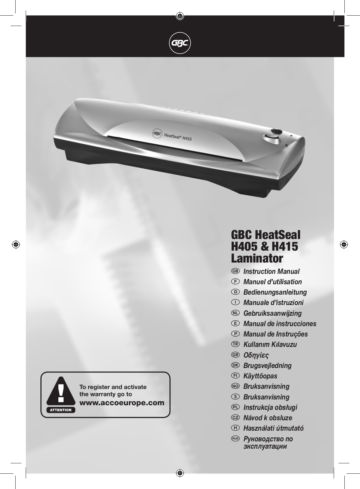 GBC H415, H405 User Manual