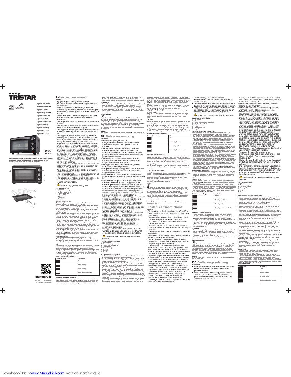 TriStar OV-1434, OV-1435 Instruction Manual