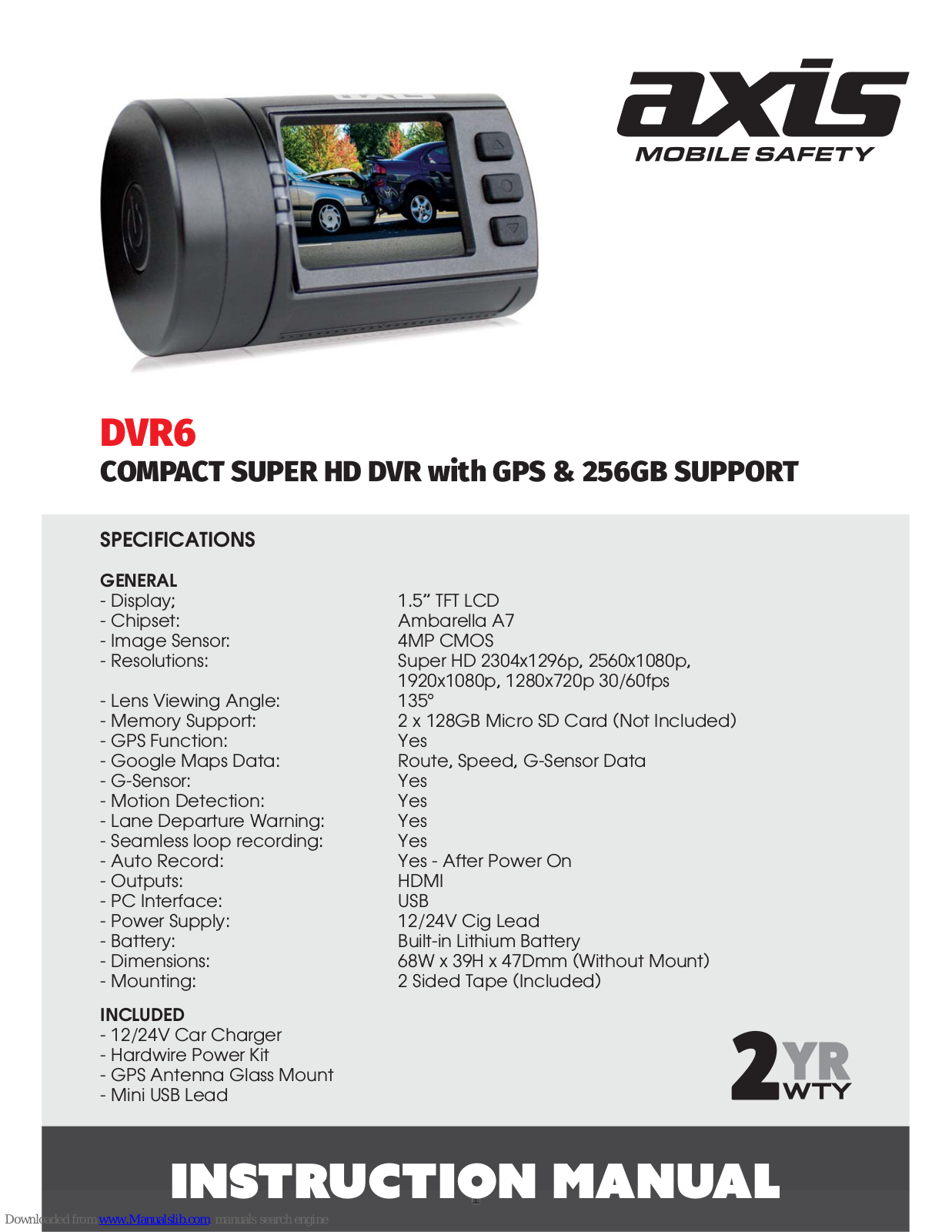 Axis DVR6 Instruction Manual