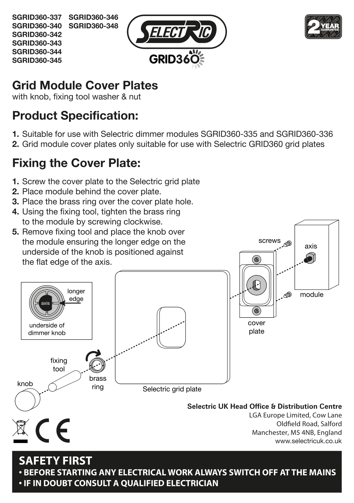 Selectric SGRID360-343, SGRID360-342, SGRID360-345, SGRID360-346, SGRID360-340 Installation Instructions - ManualMachine.com