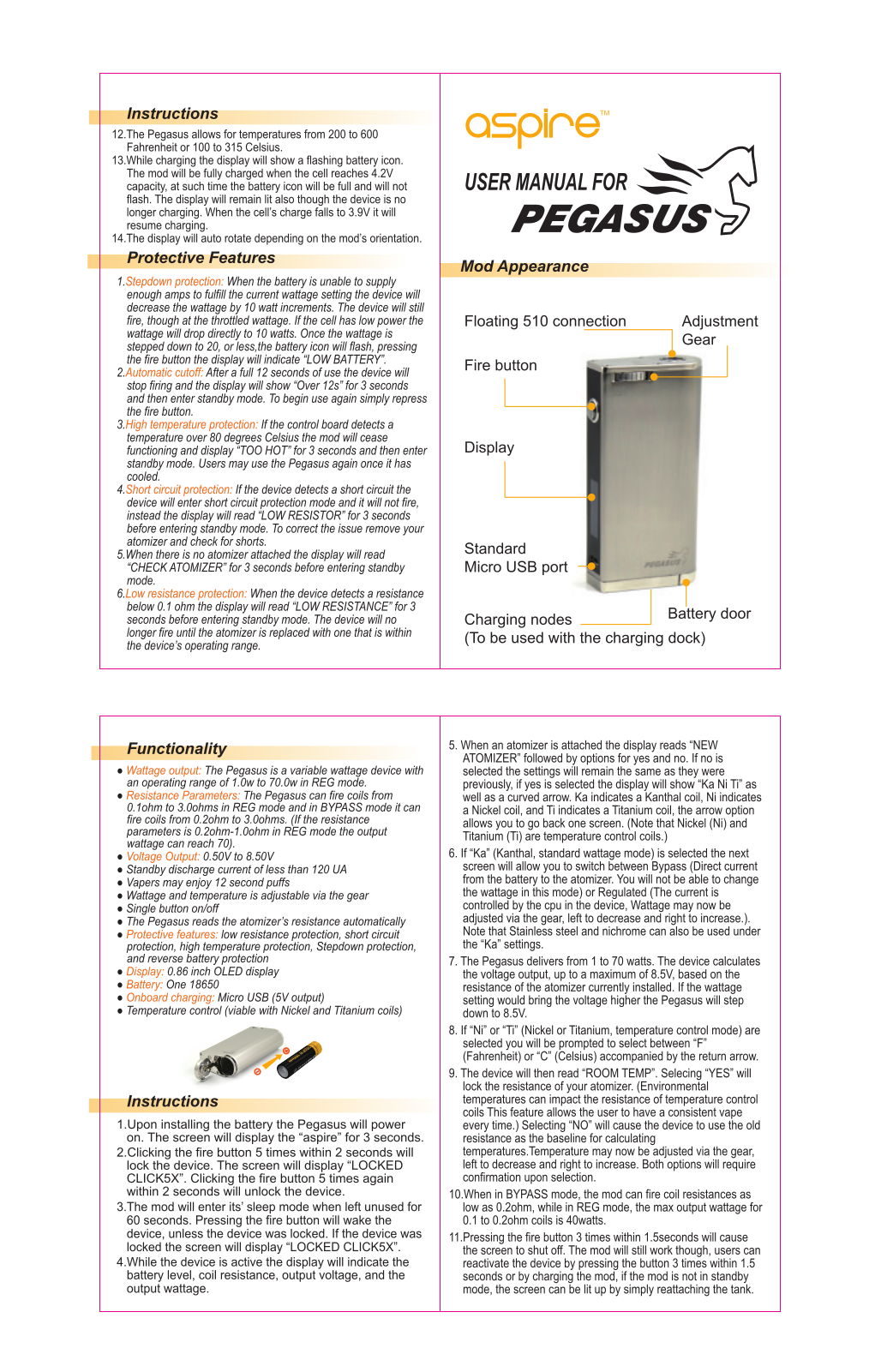 Aspire Pegasus User Manual