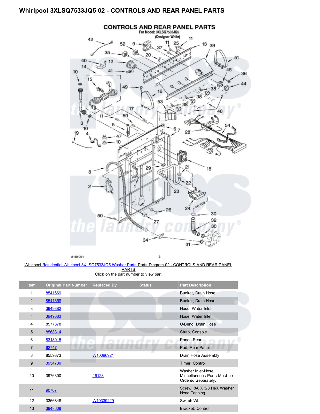 Whirlpool 3XLSQ7533JQ5 Parts Diagram