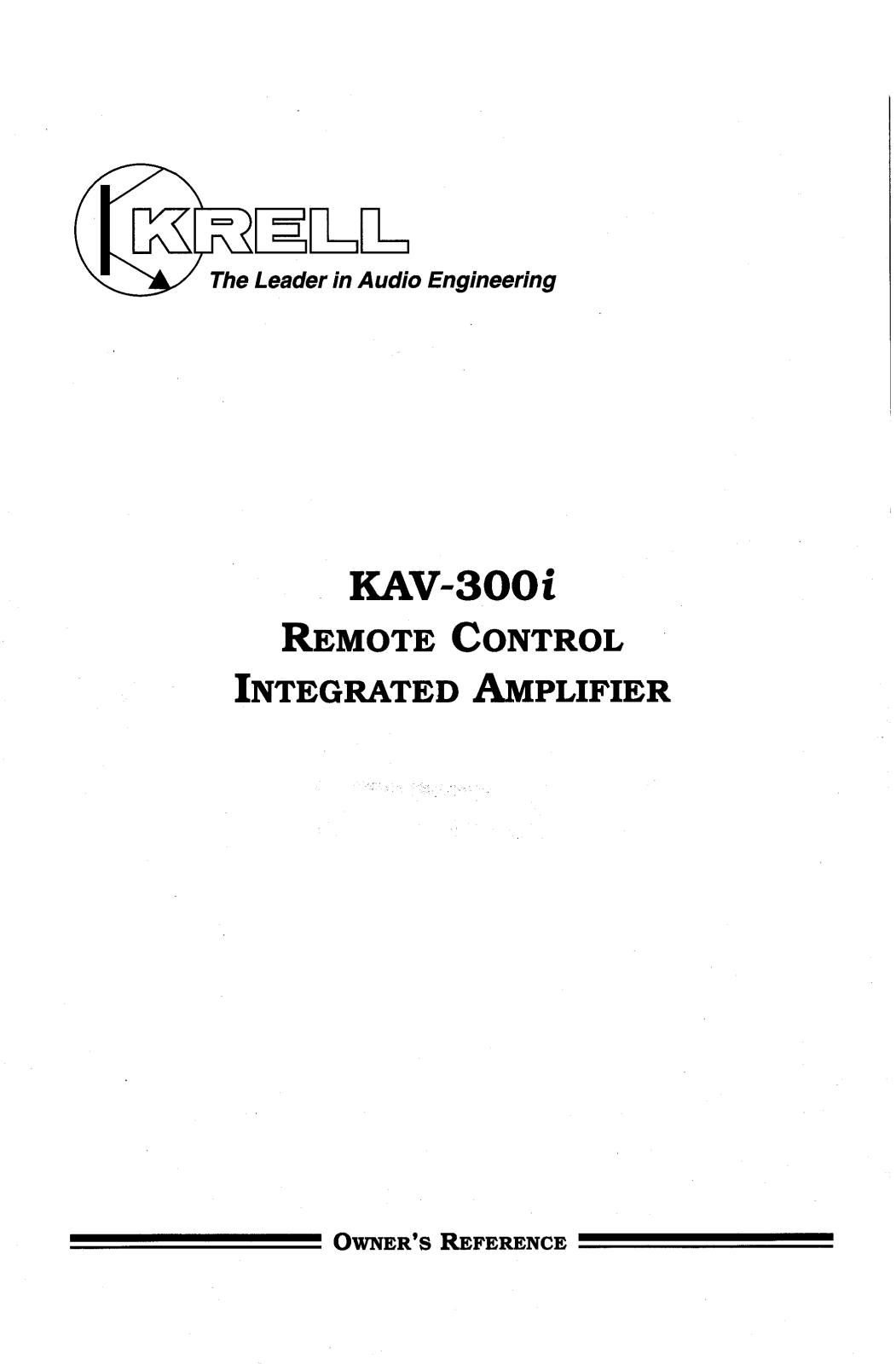 Krell KAV-300-I Owners manual