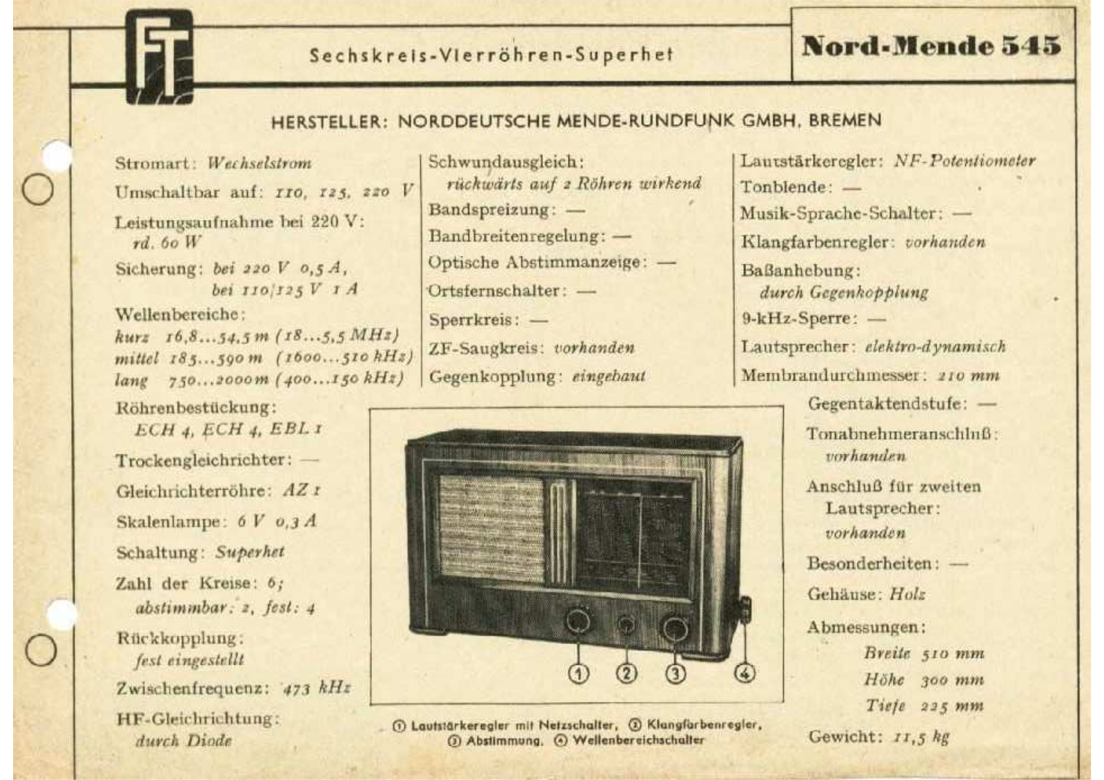 Nordmende 545 Schematic