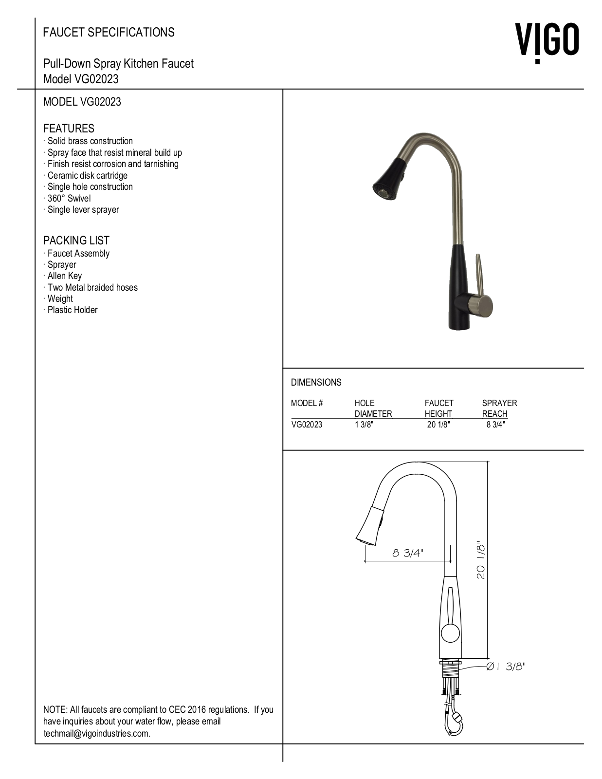 VIGO VGU10321 Specifications - ManualMachine.com