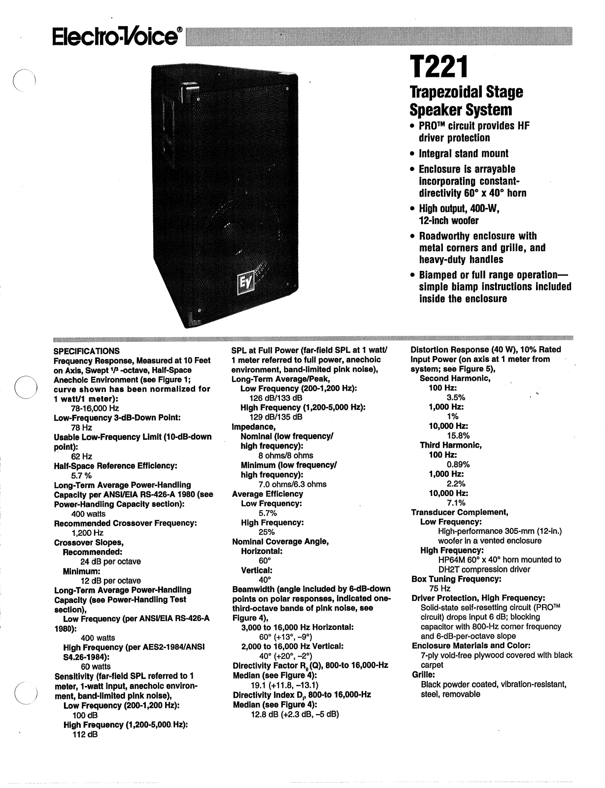 Electro-Voice T221 User Manual