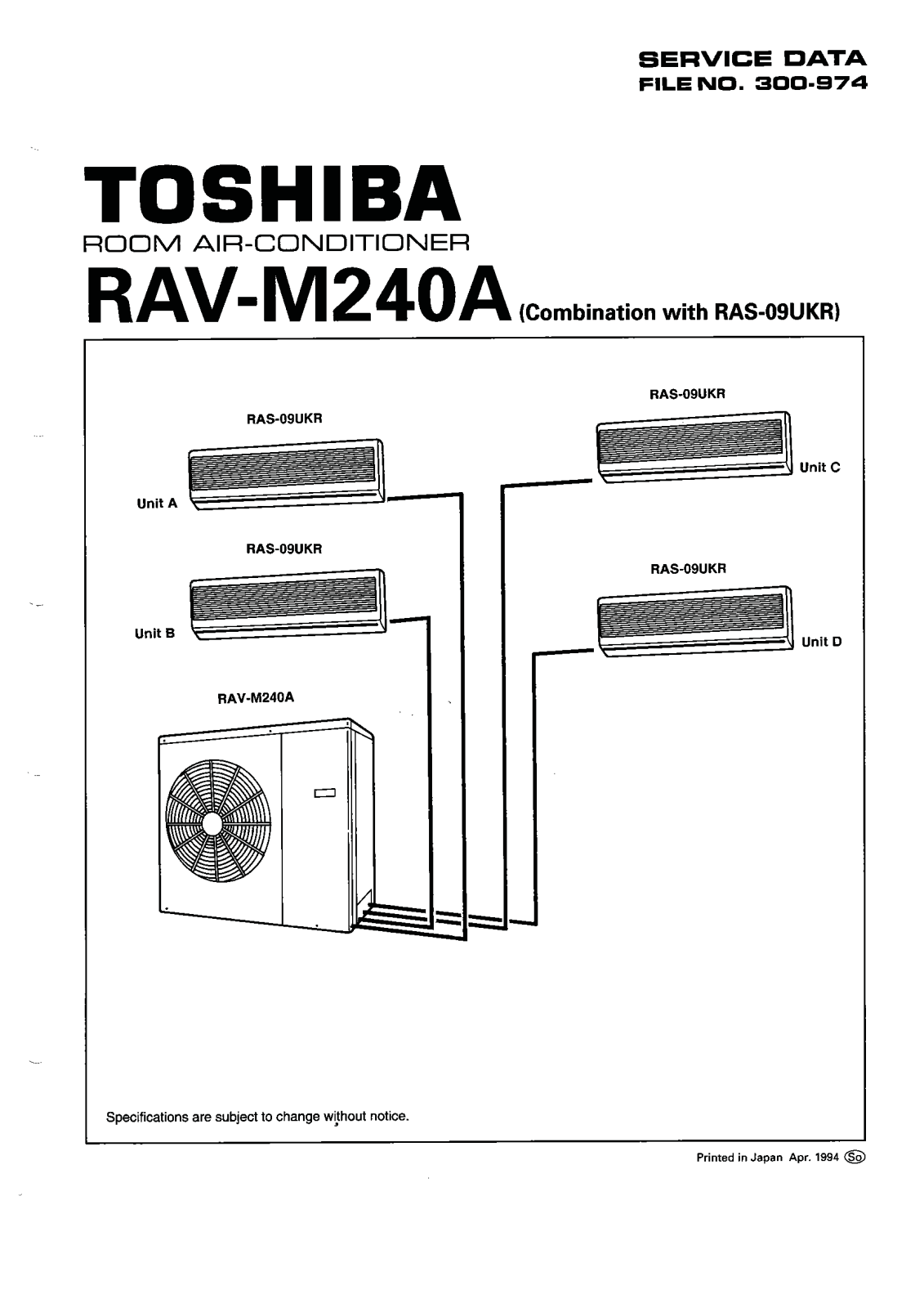 Toshiba RAV-M240A SERVICE MANUAL