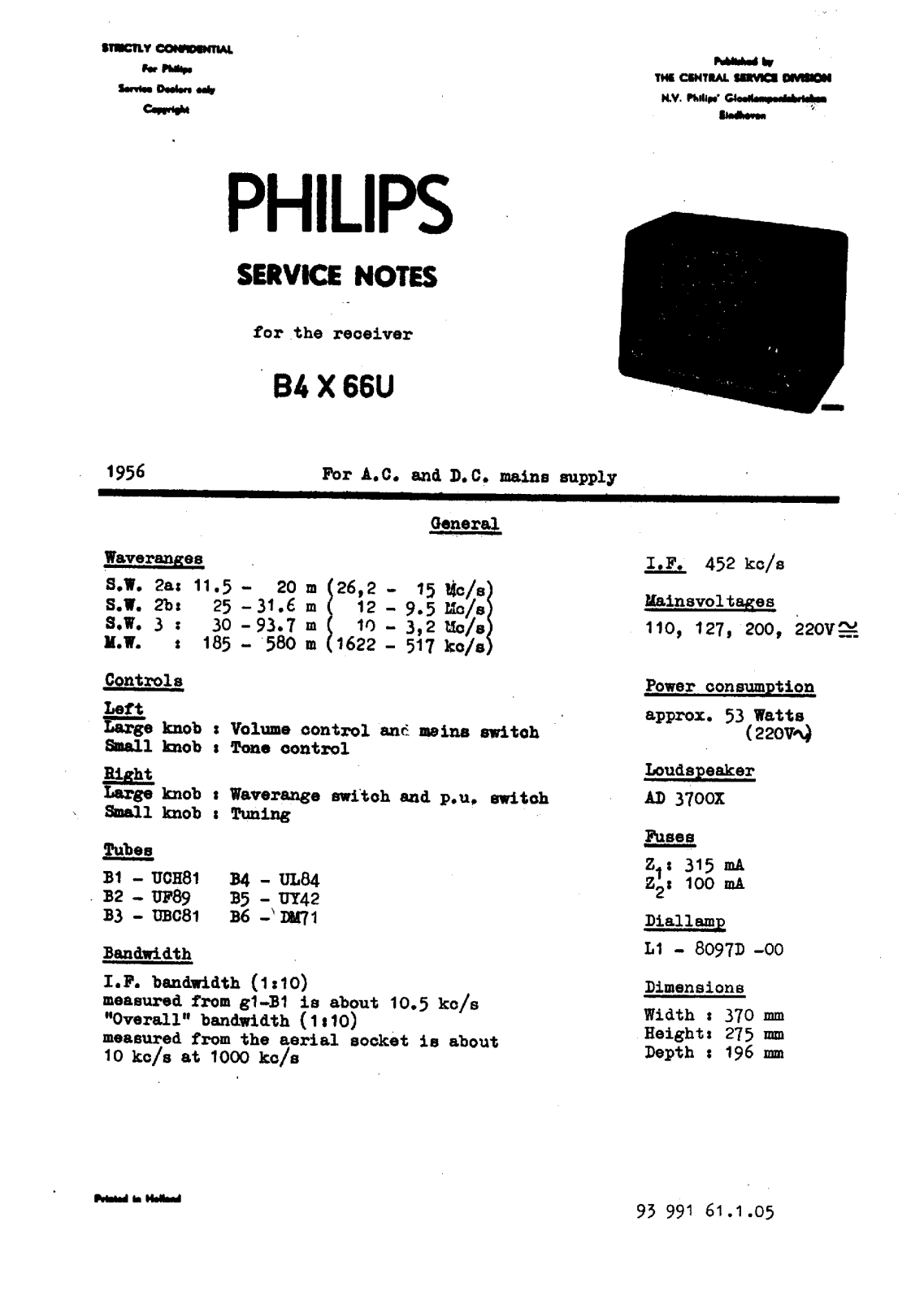 Philips B-4-X-66-U Service Manual