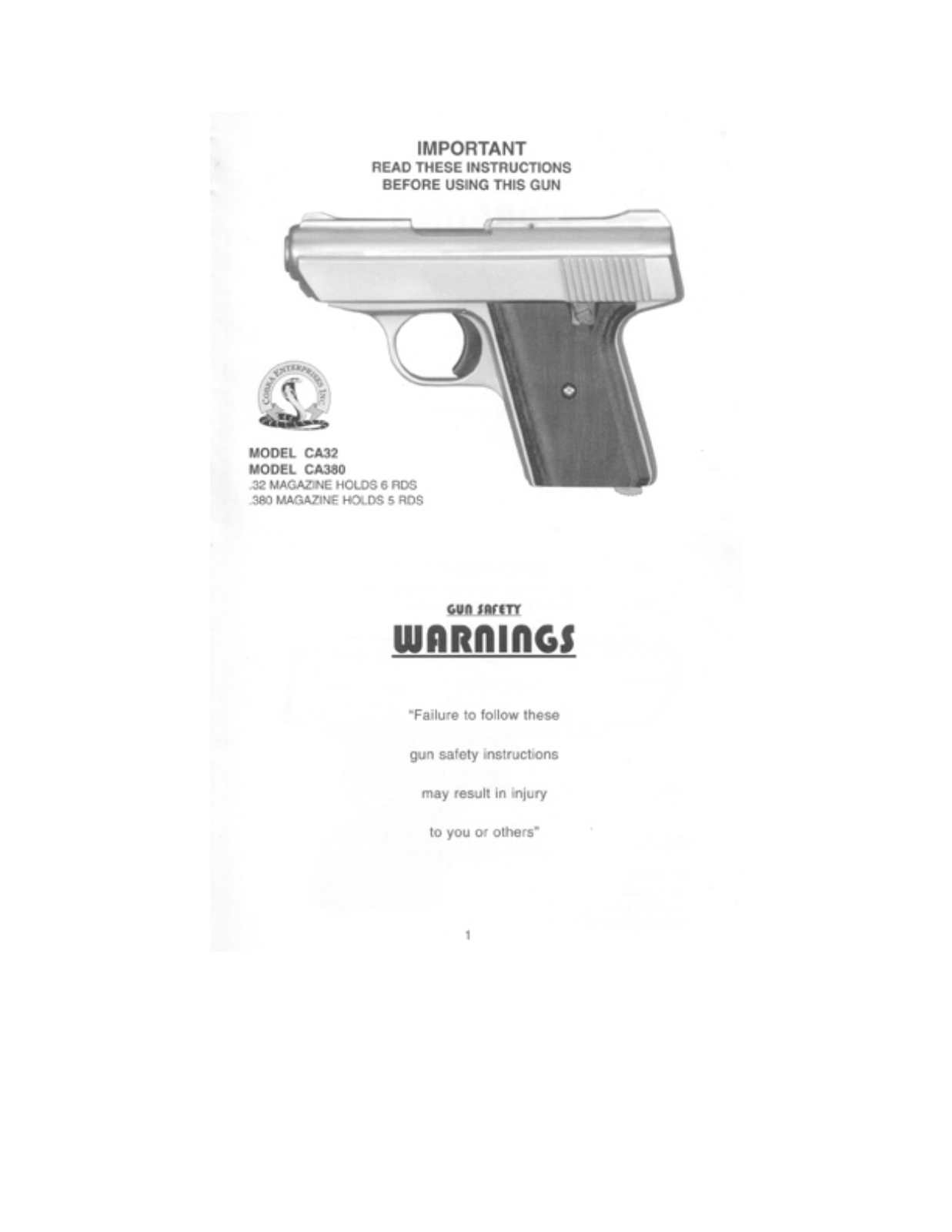 cobra ca32, ca380 User Guide