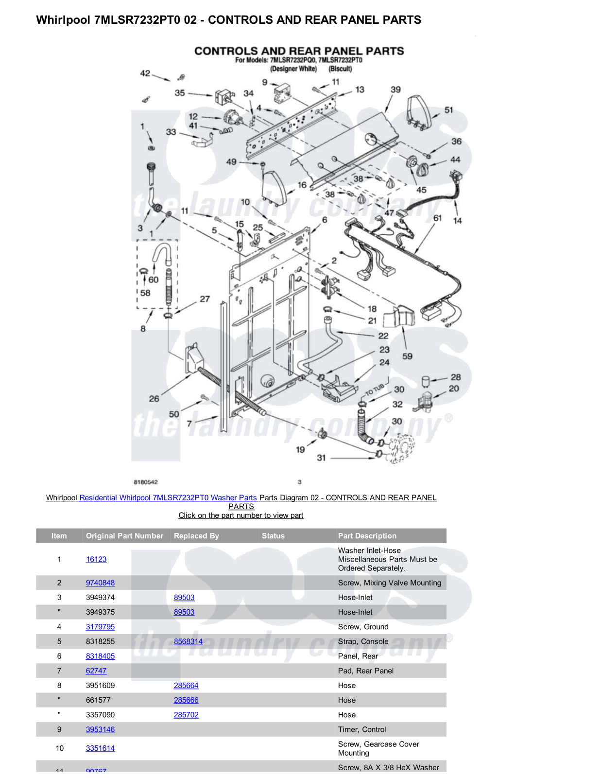 Whirlpool 7MLSR7232PT0 Parts Diagram