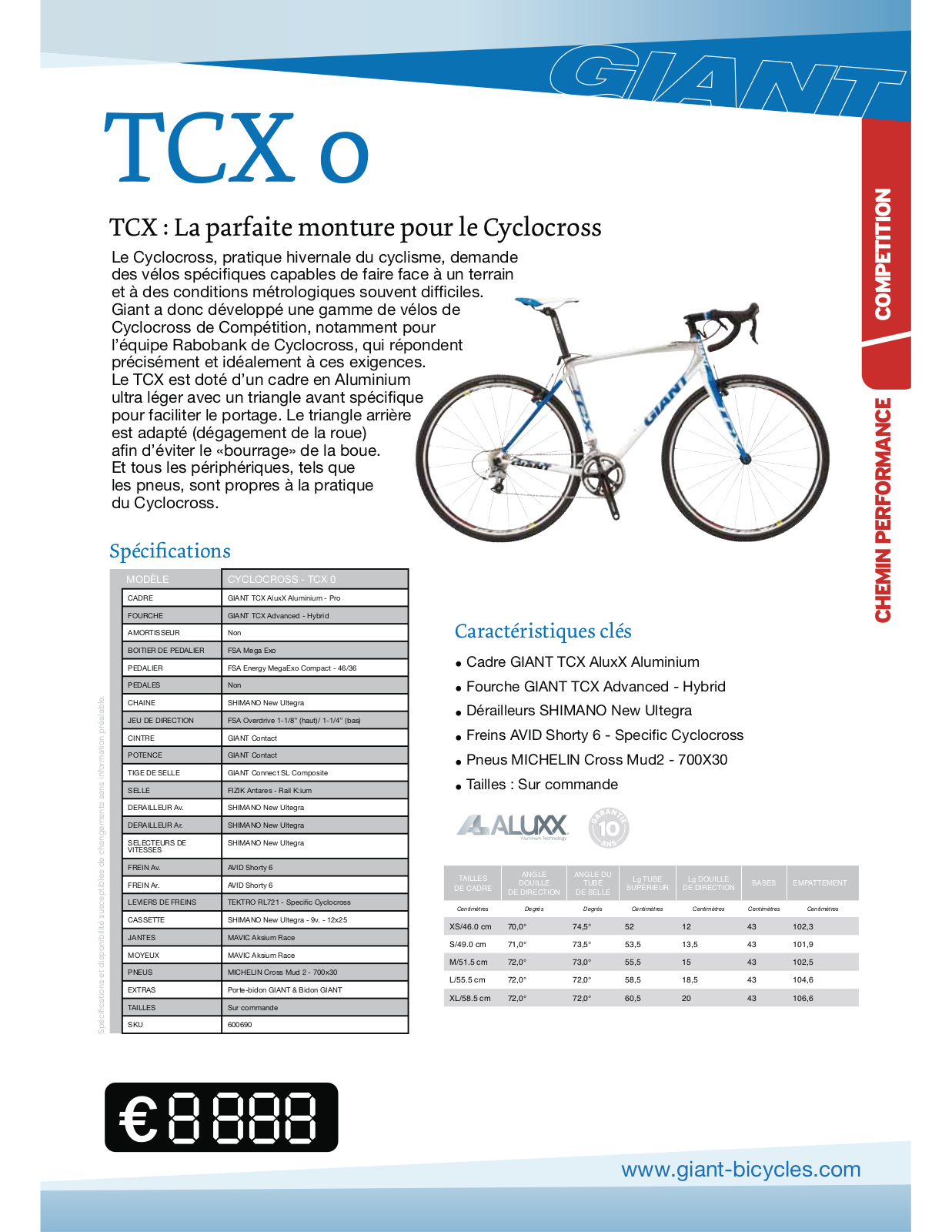 GIANT TCX 0 User Manual