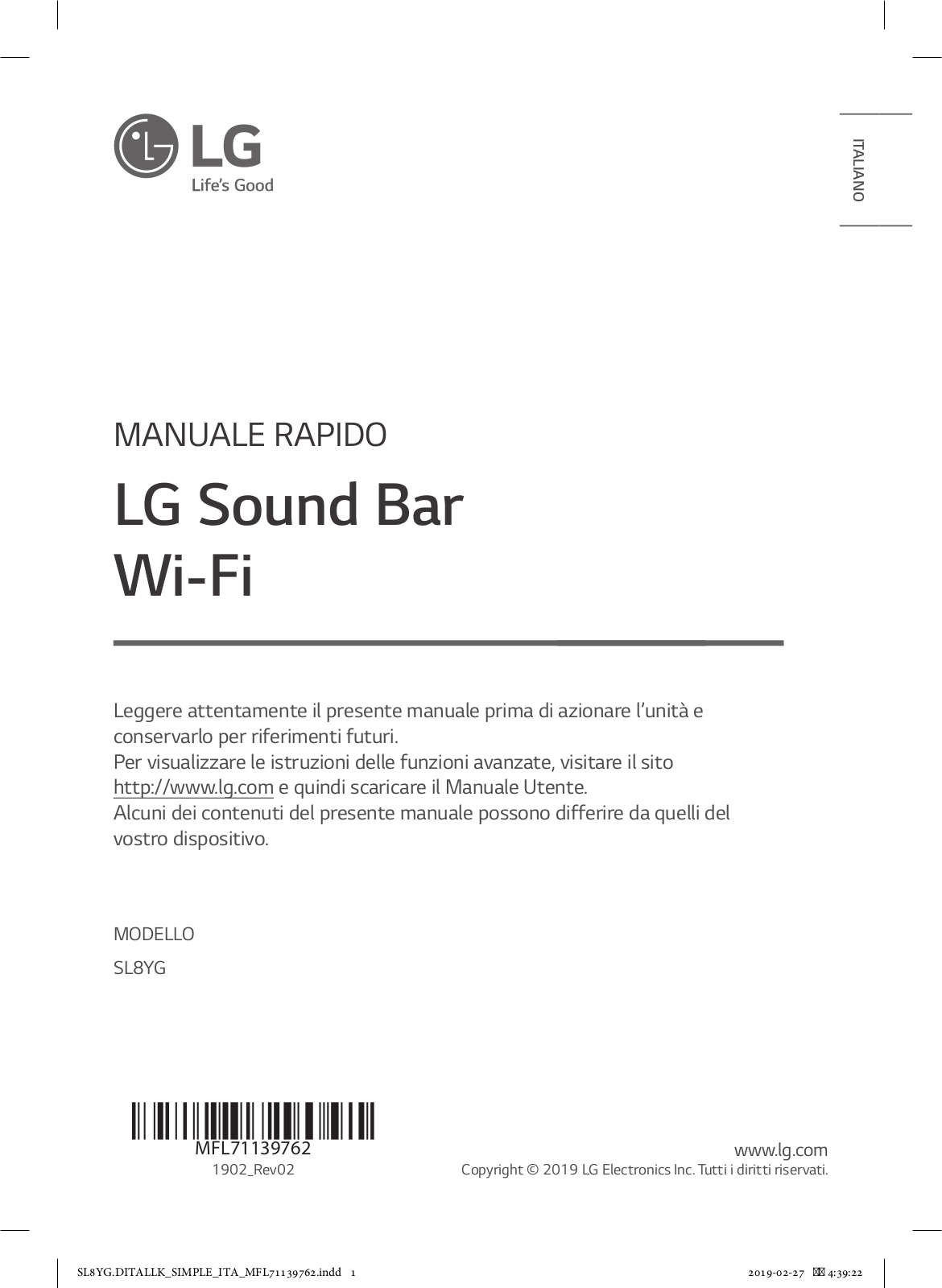 LG SL8YG User guide