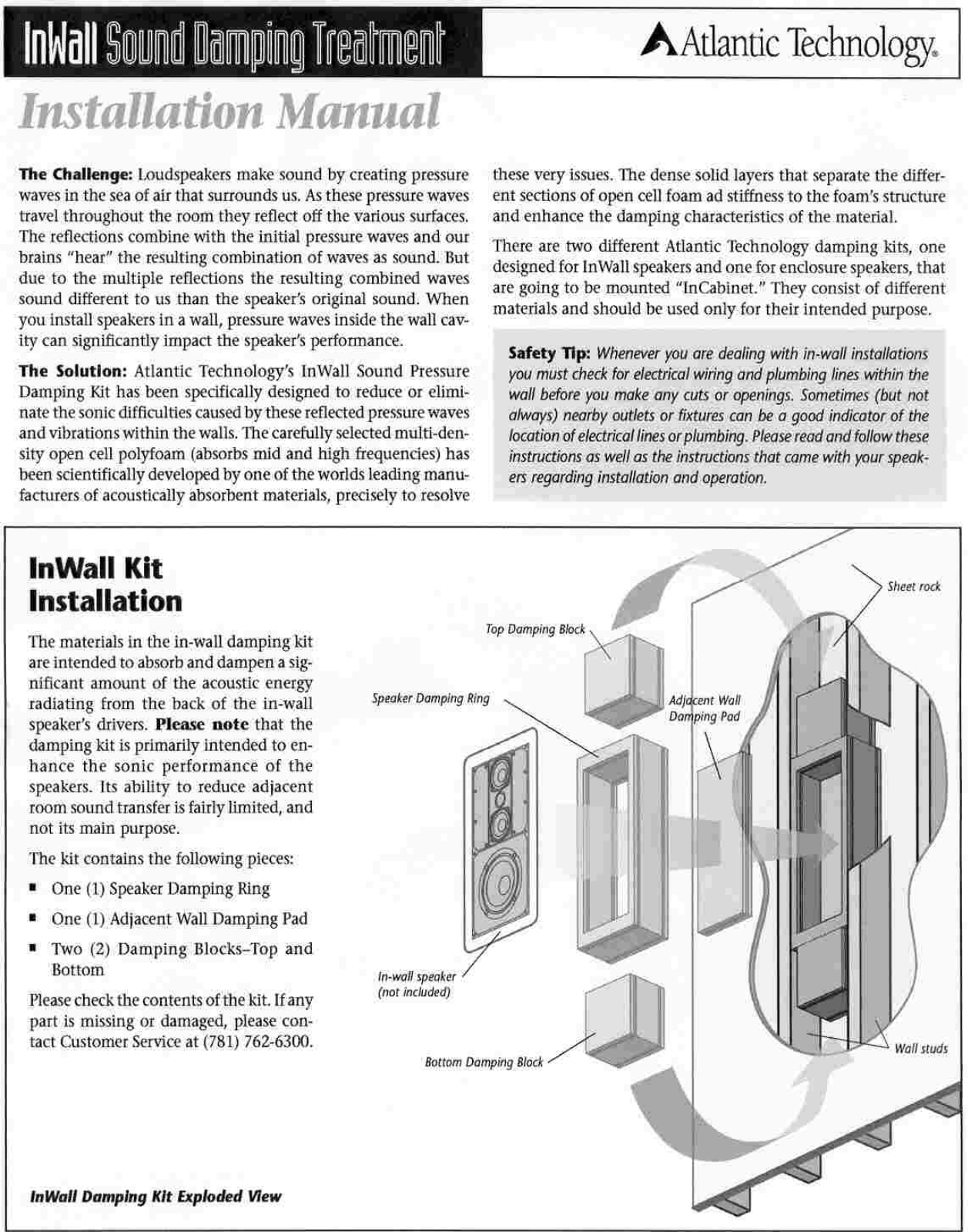 Atlantic Technology InWall Owners manual