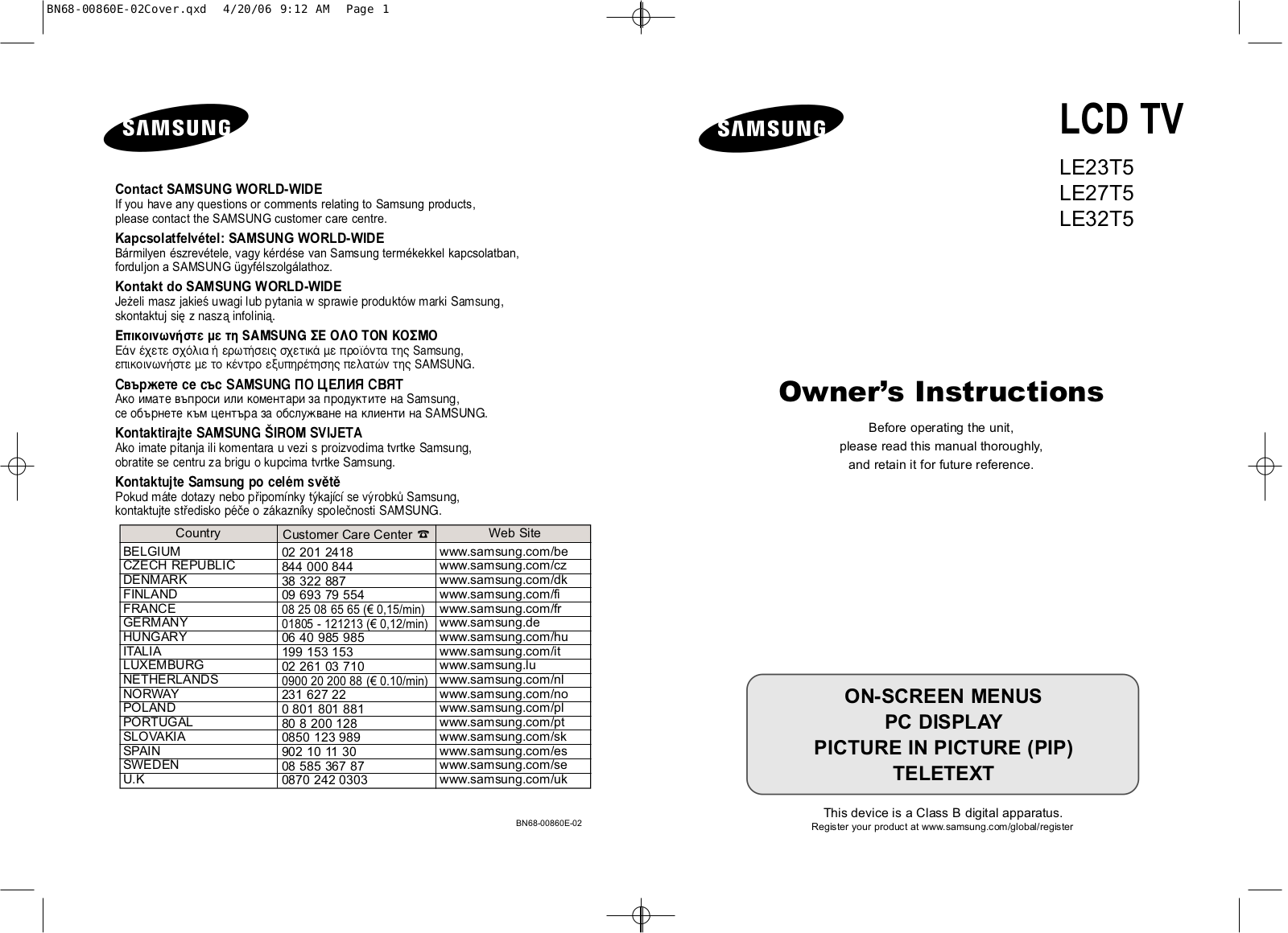 Samsung LE32T51S User Manual