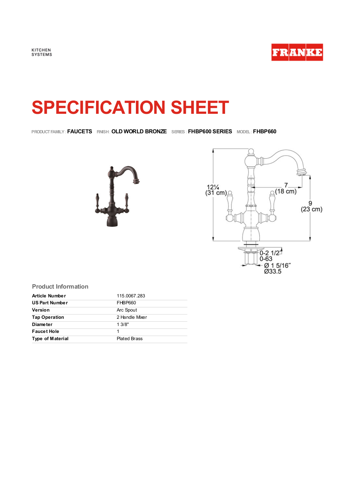 Franke Foodservice FHBP660 User Manual