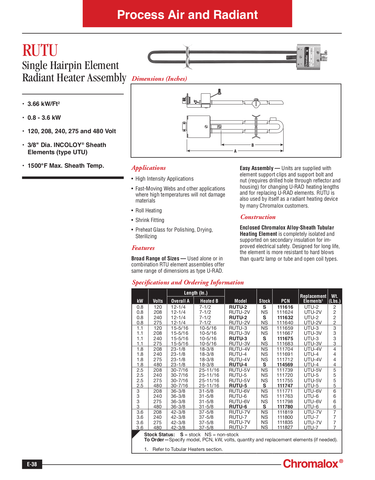 Chromalox RUTU Catalog Page