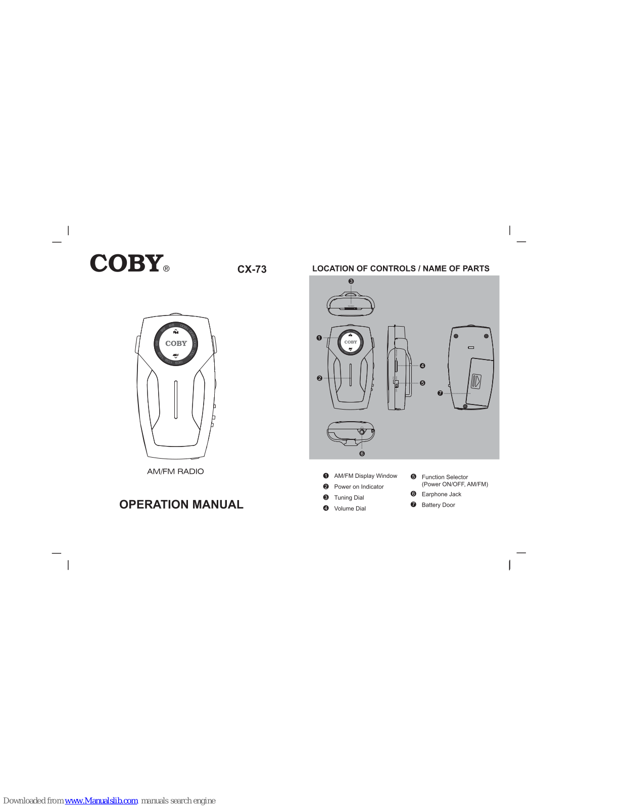 Coby CX CX-73, CX-73 Operation Manual