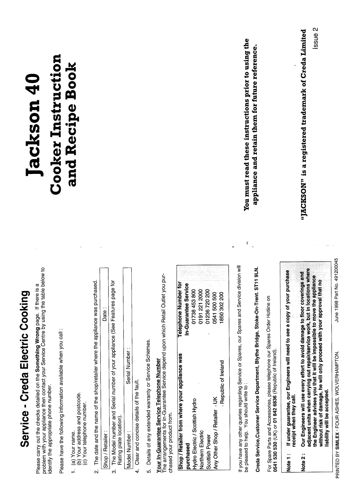 Creda HB49141 User Manual