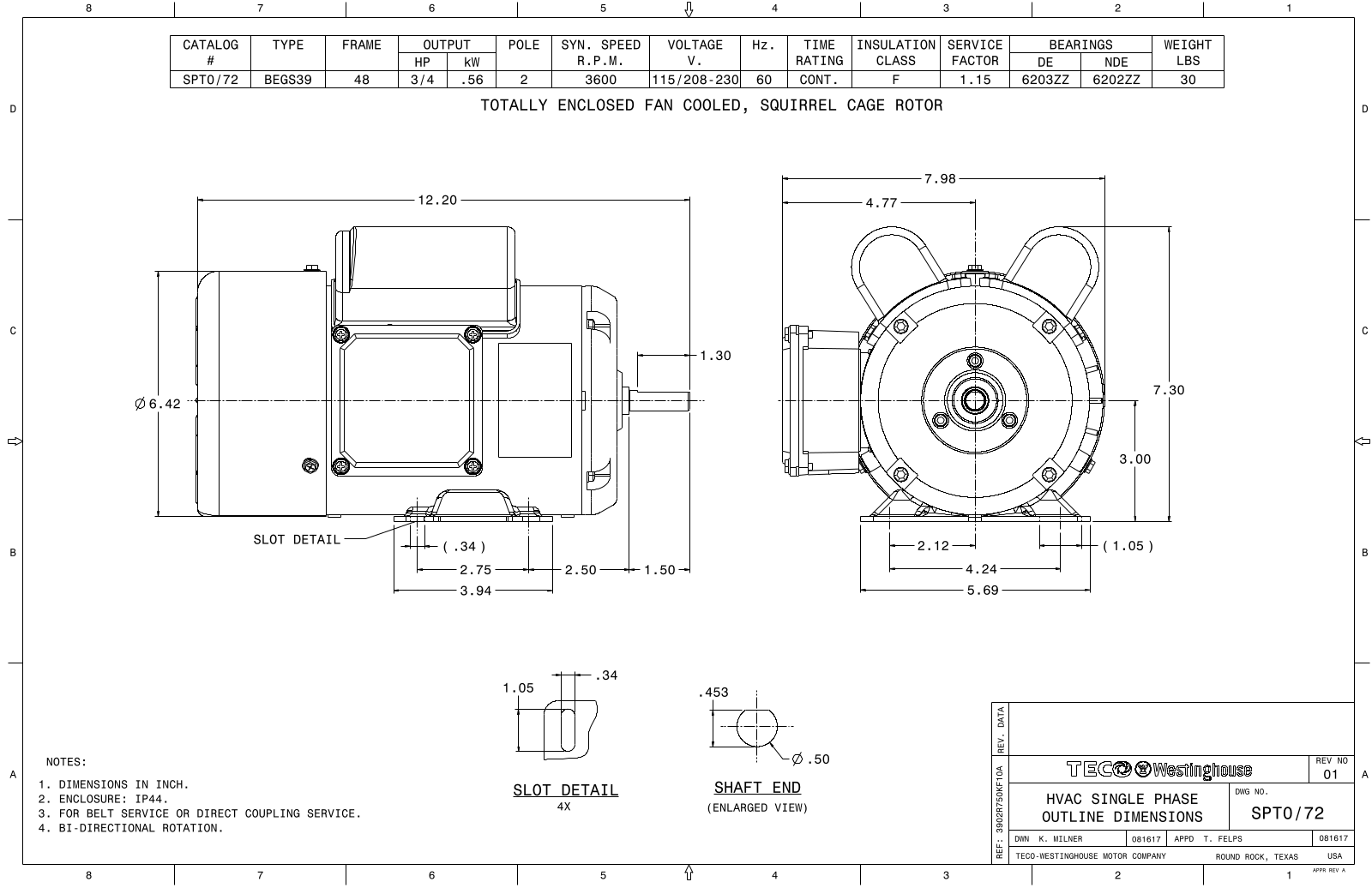 Teco SPT0/72 Reference Drawing