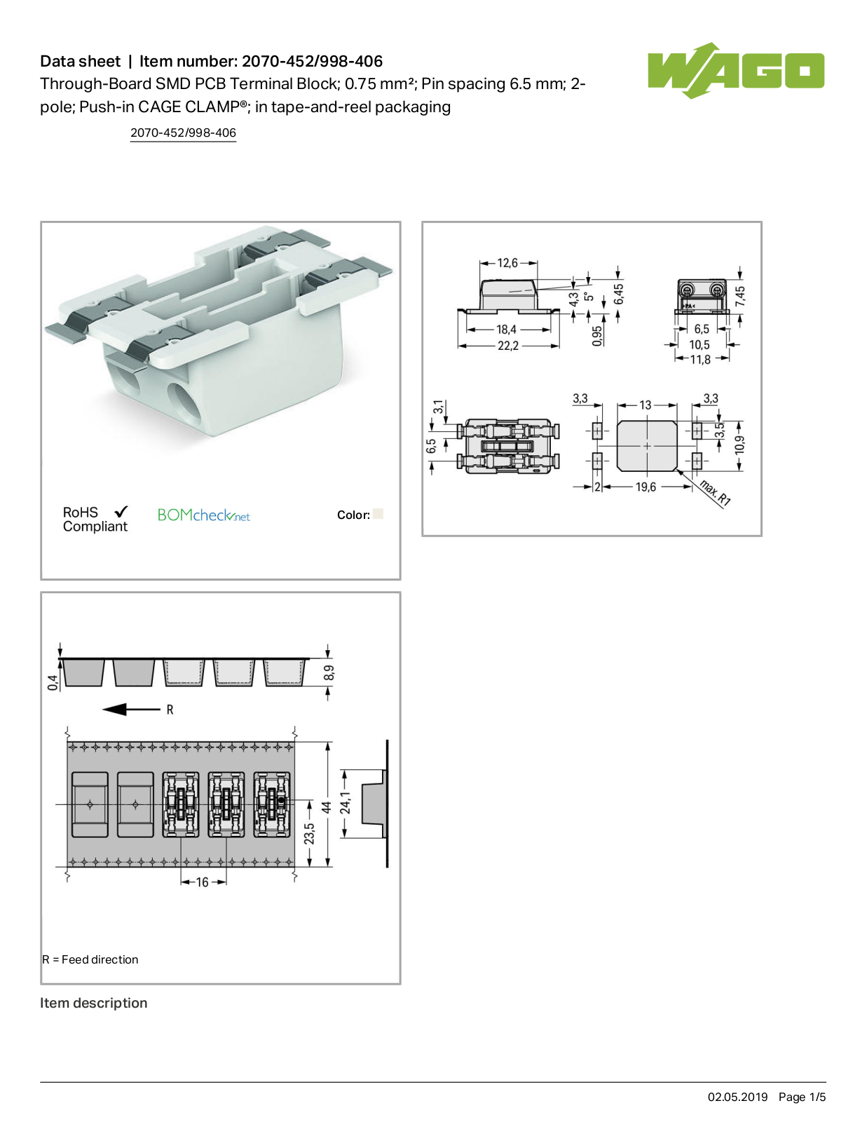 Wago 2070-452/998-406 Data Sheet