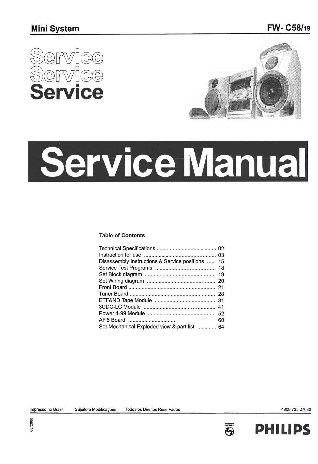 Philips FWC-58 Service Manual