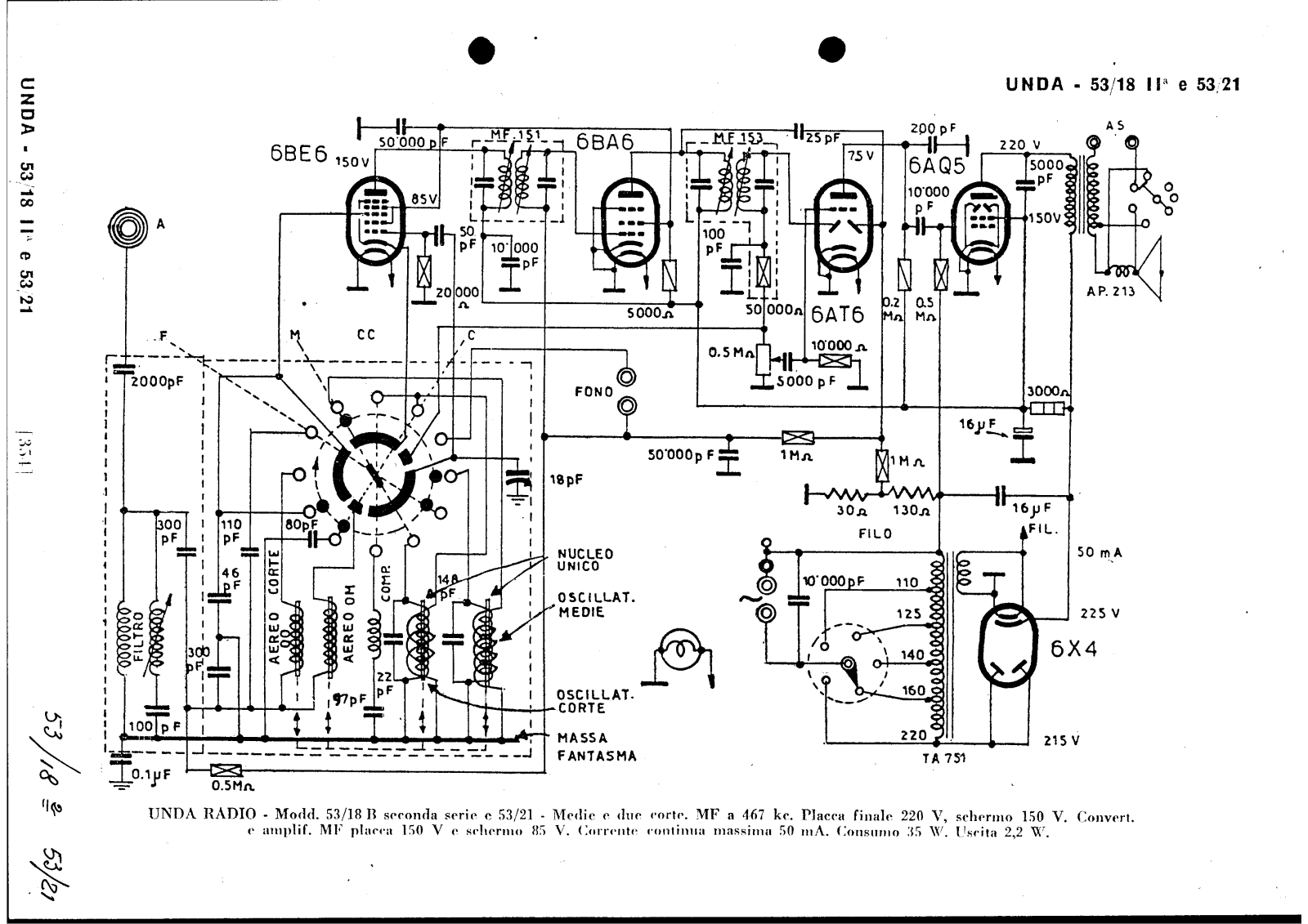 Unda Radio 53 18b, 53 21 schematic