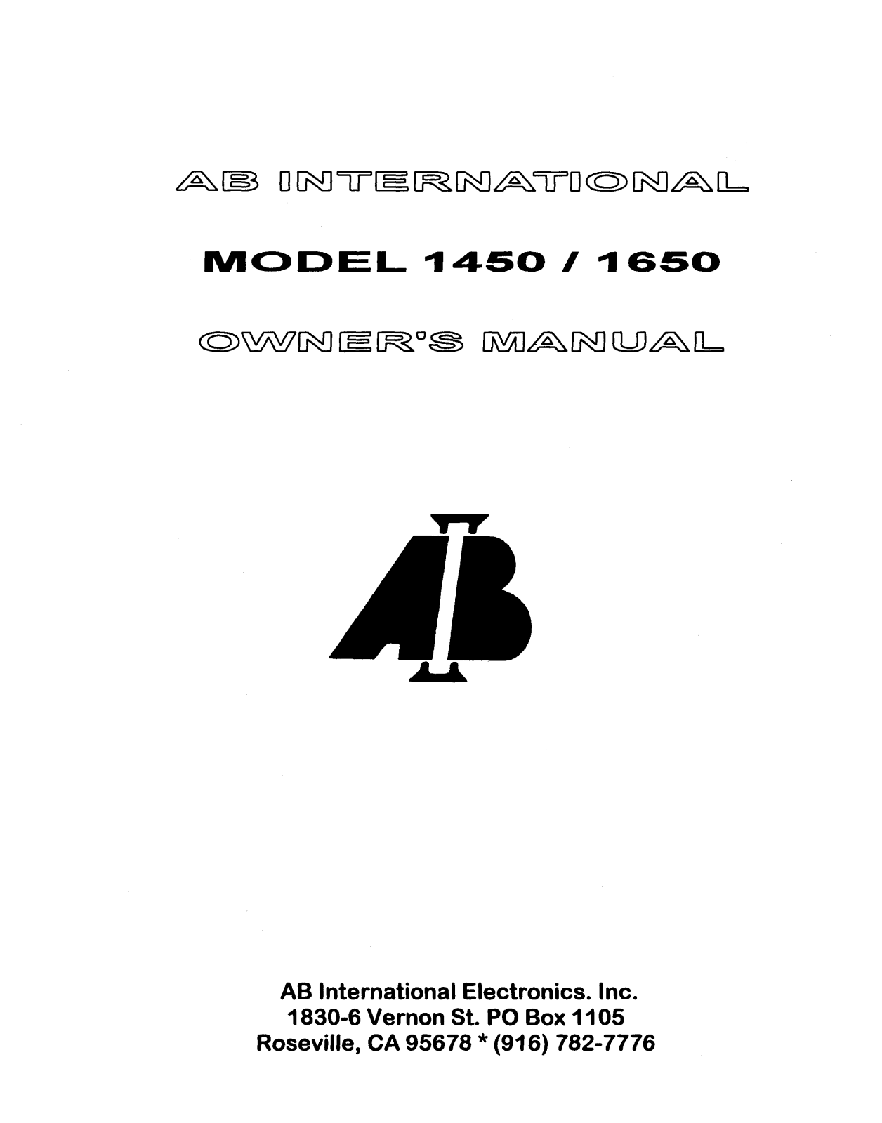 AB International 1650 Owners manual