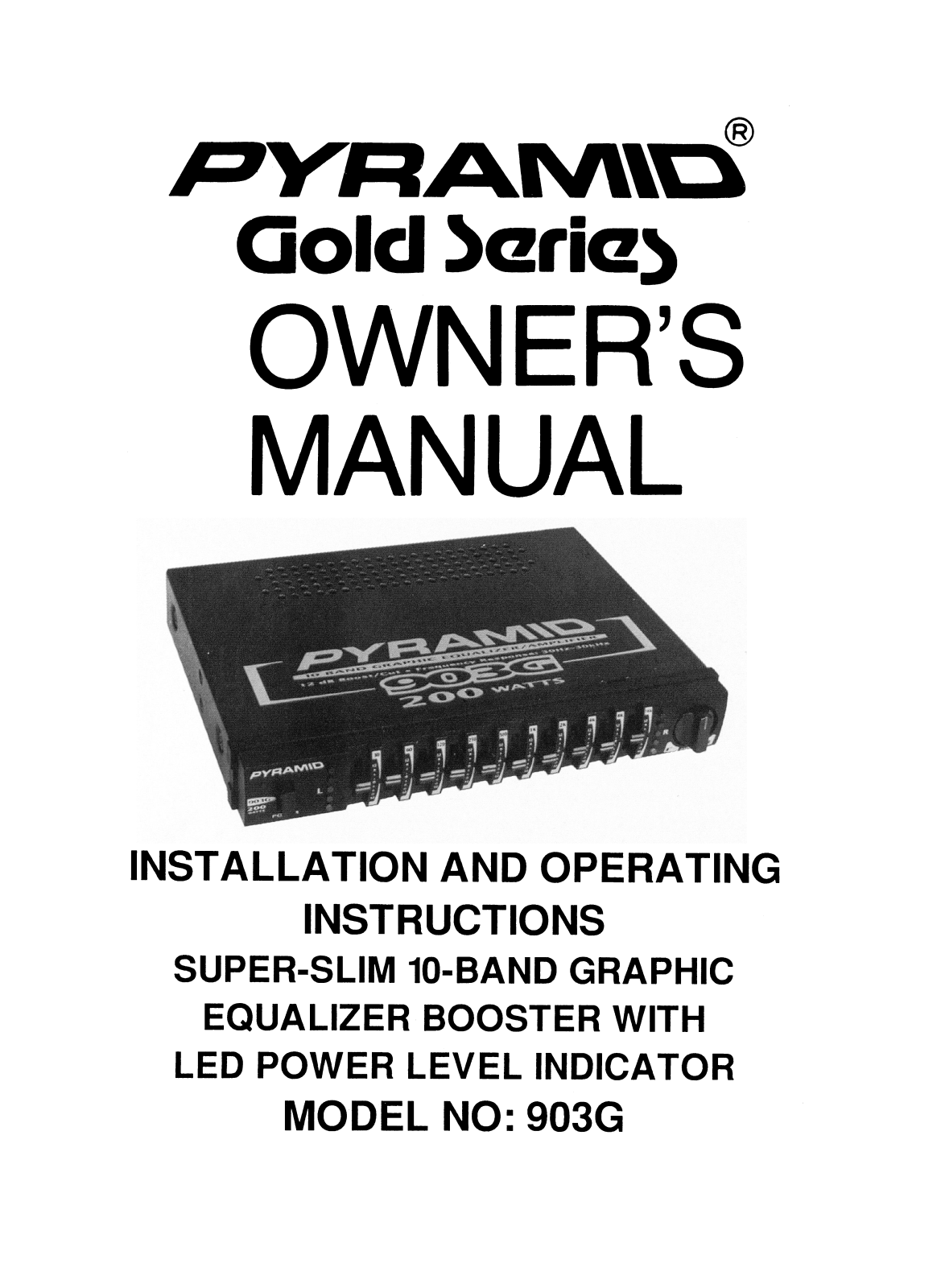 Pyramid Car Audio 903G User Manual