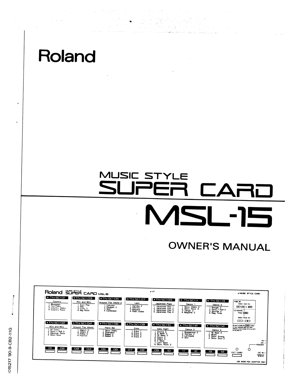 Roland Corporation MSL-15 Owner's Manual