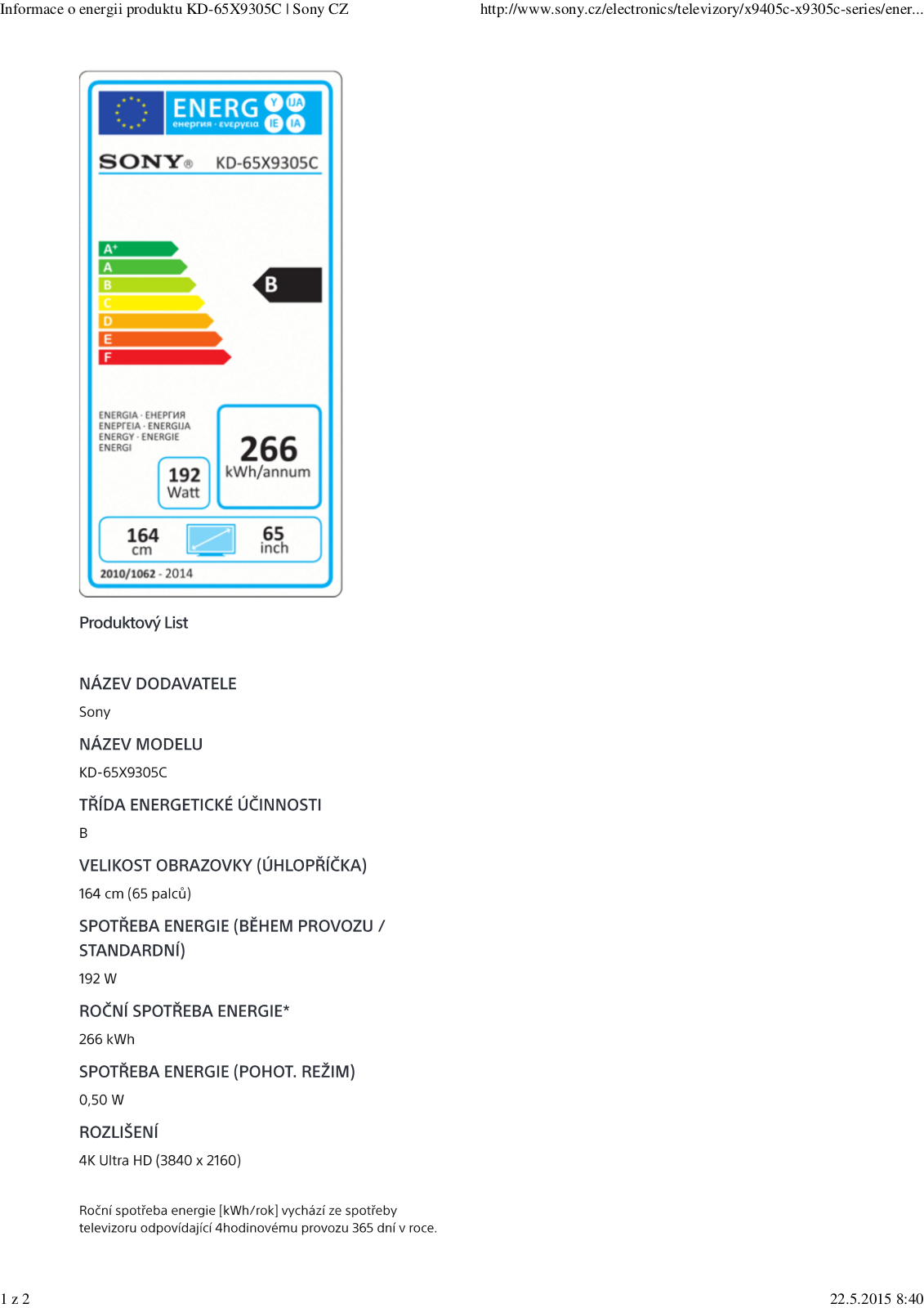 Sony KD-65X9305 User Manual