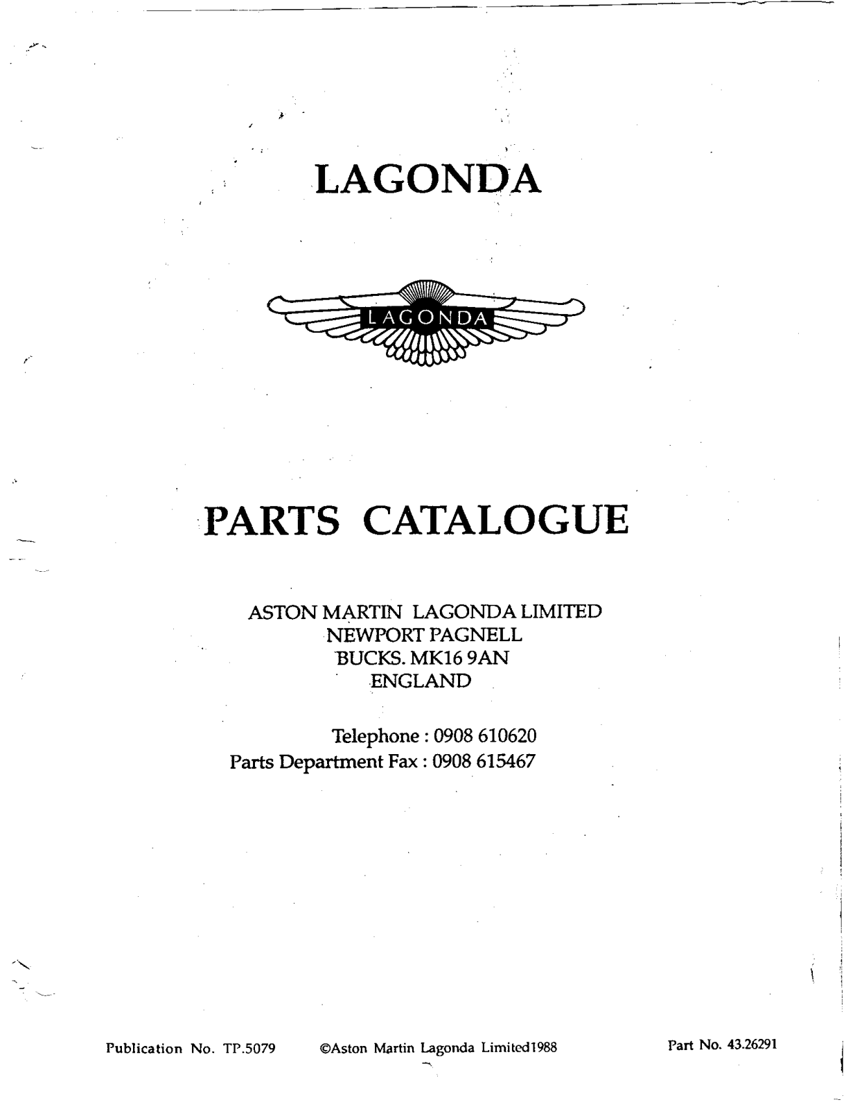 Aston Martin Lagonda 1988 User Manual