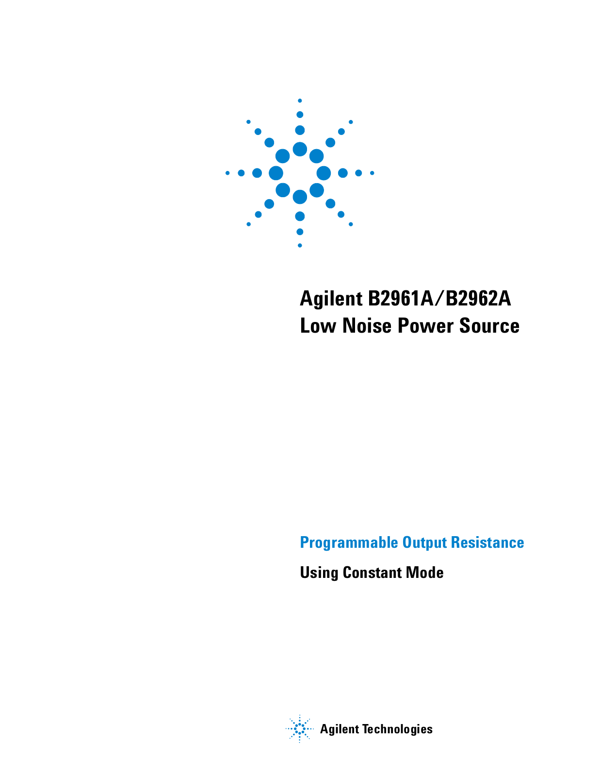 Agilent Constant mode of programmable output resistance function B2960-90041 [1] Datasheet - ManualMachine.com