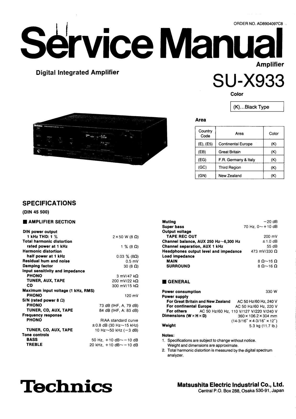 Technics SUX-933 Service manual