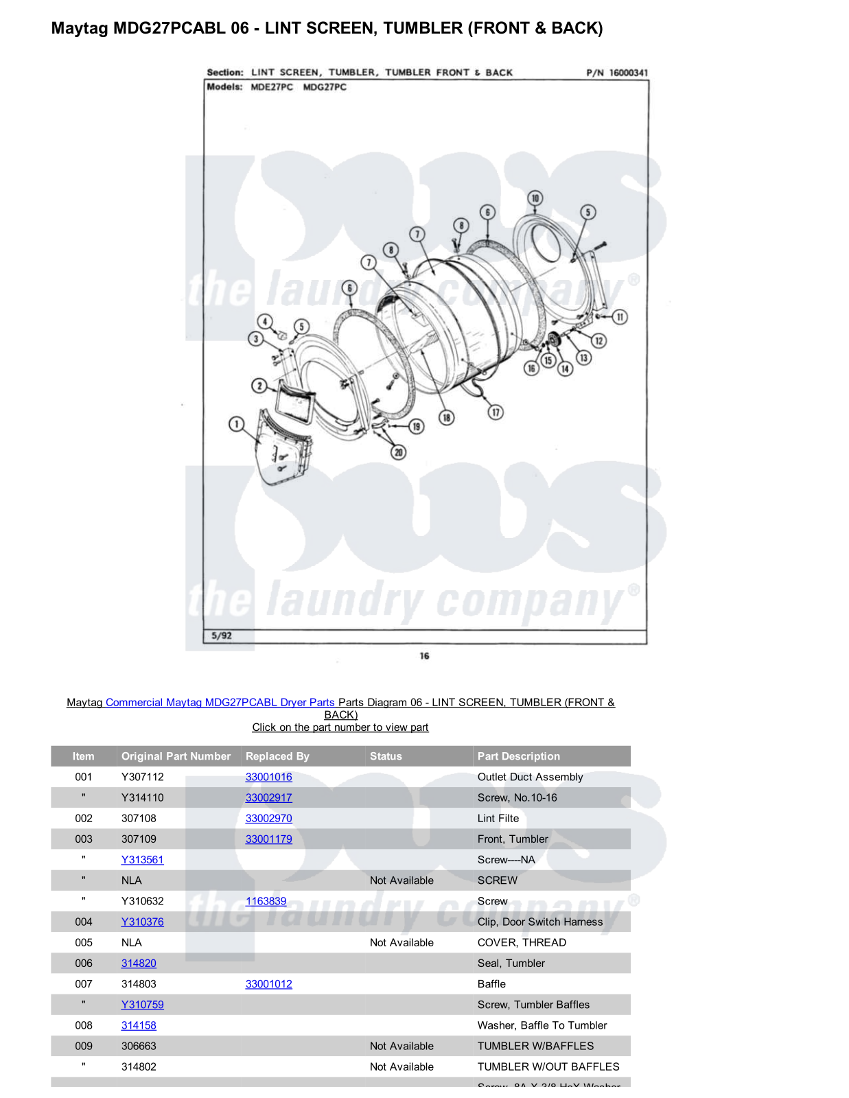 Maytag MDG27PCABL Parts Diagram