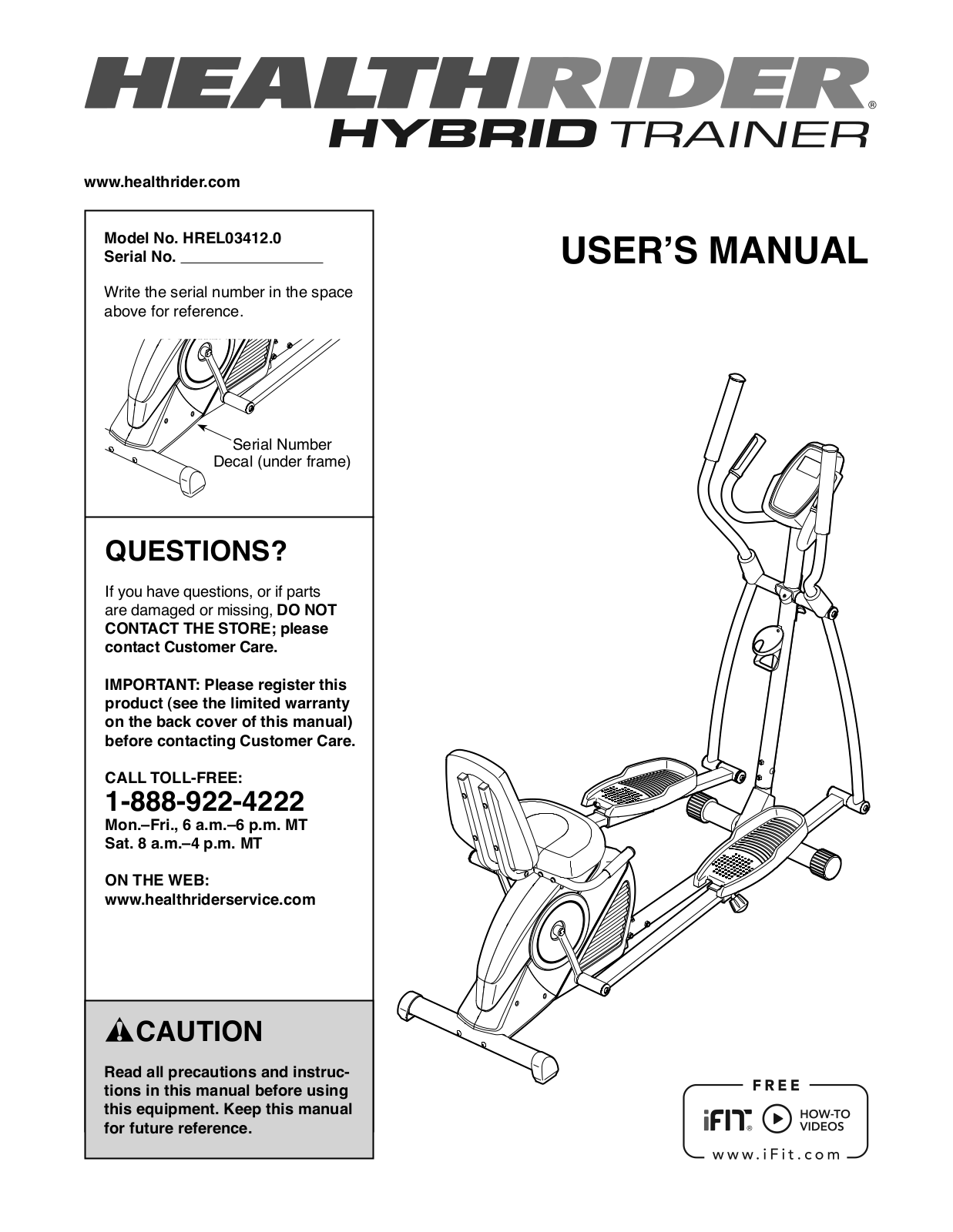 HealthRider HREL034120 Owner's Manual