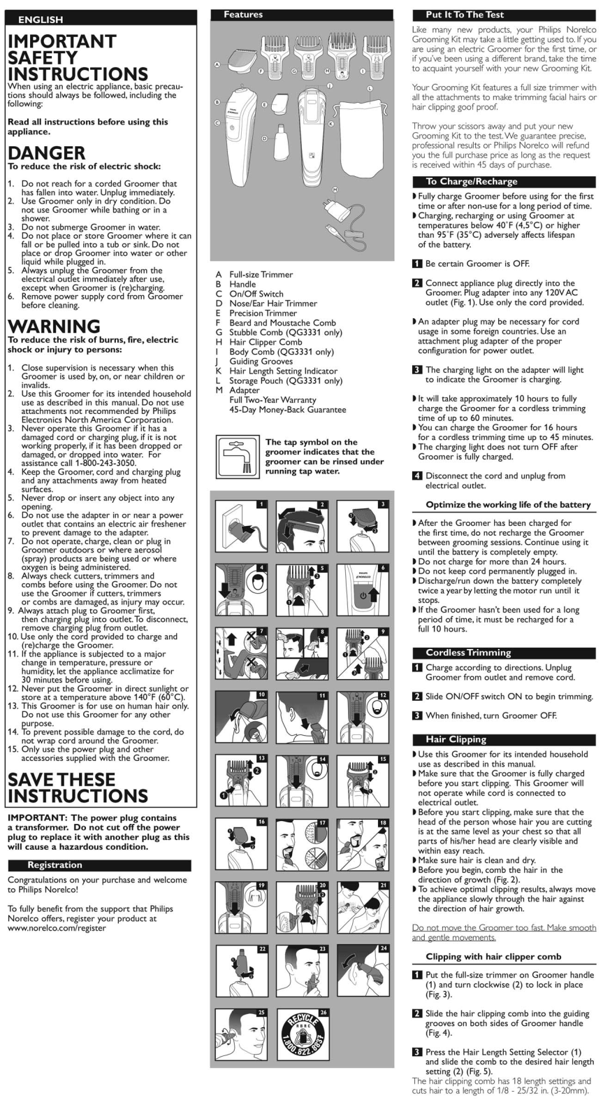 Philips QG3331/49, QG3330/49 User manual