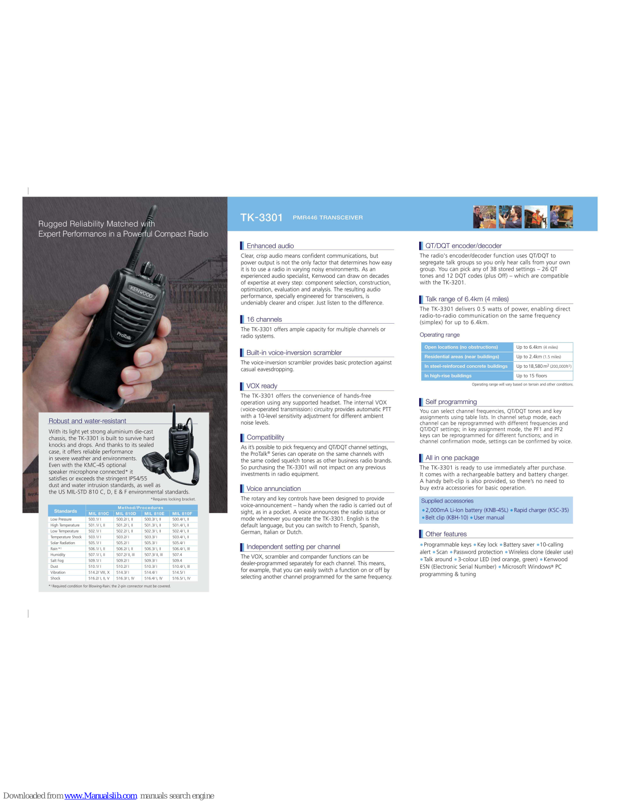 Kenwood ProTalk TK-3301, PMR446 Information