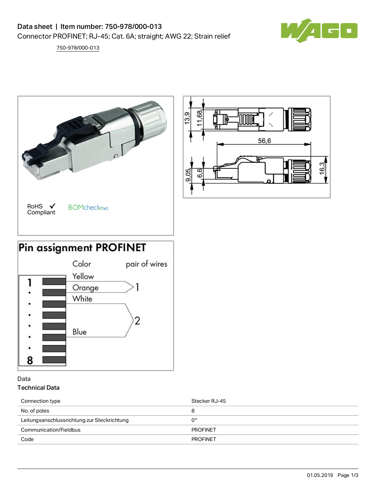 Wago 750-978/000-013 Data Sheet