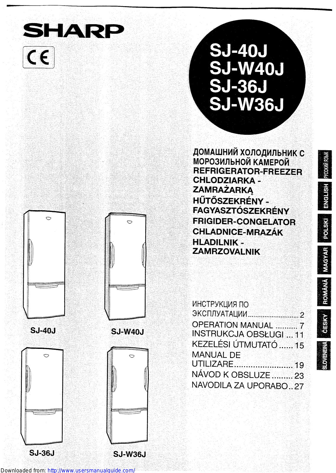 SHARP SJ-W36/40J User Manual