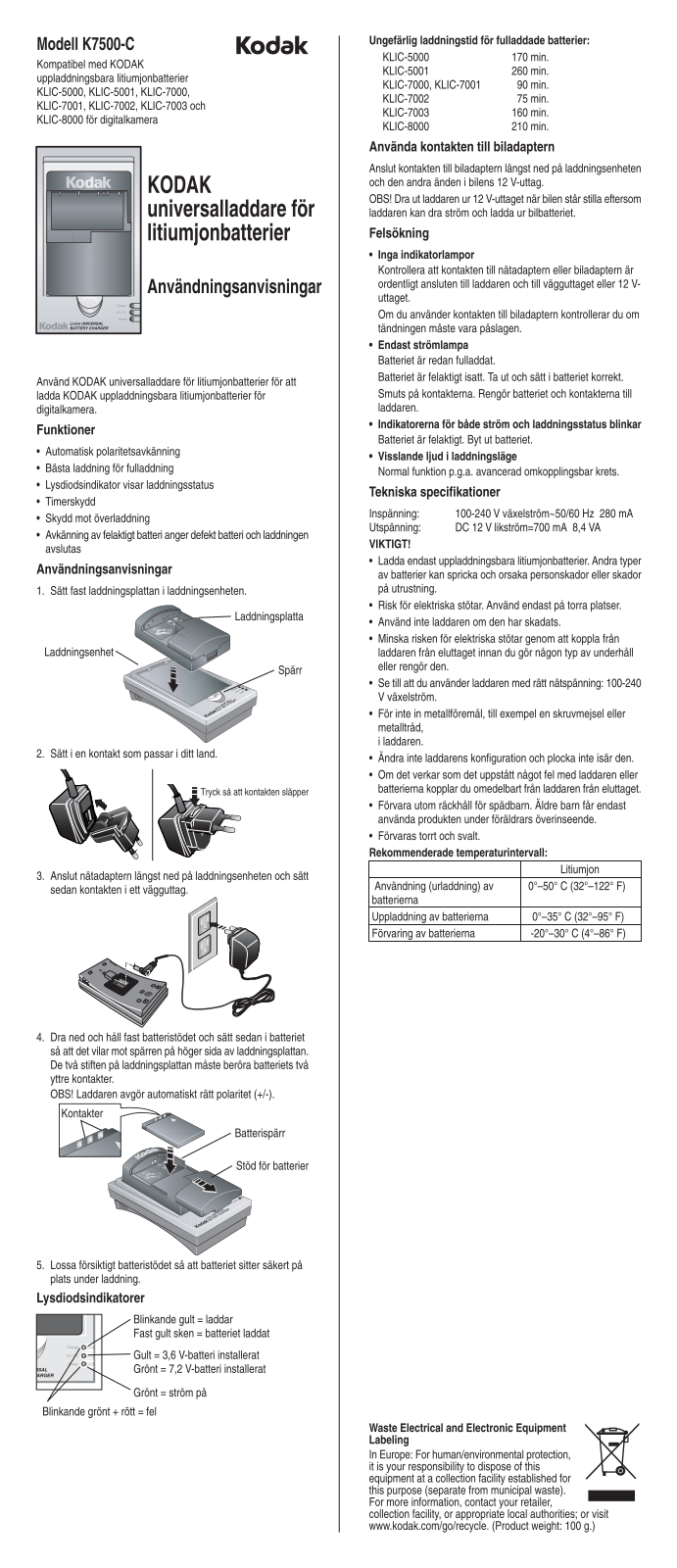 Kodak K7500-C User Manual