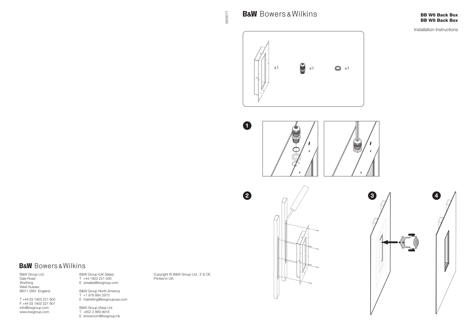 Bowers and Wilkins BBW-6, BBW-8 Owners manual