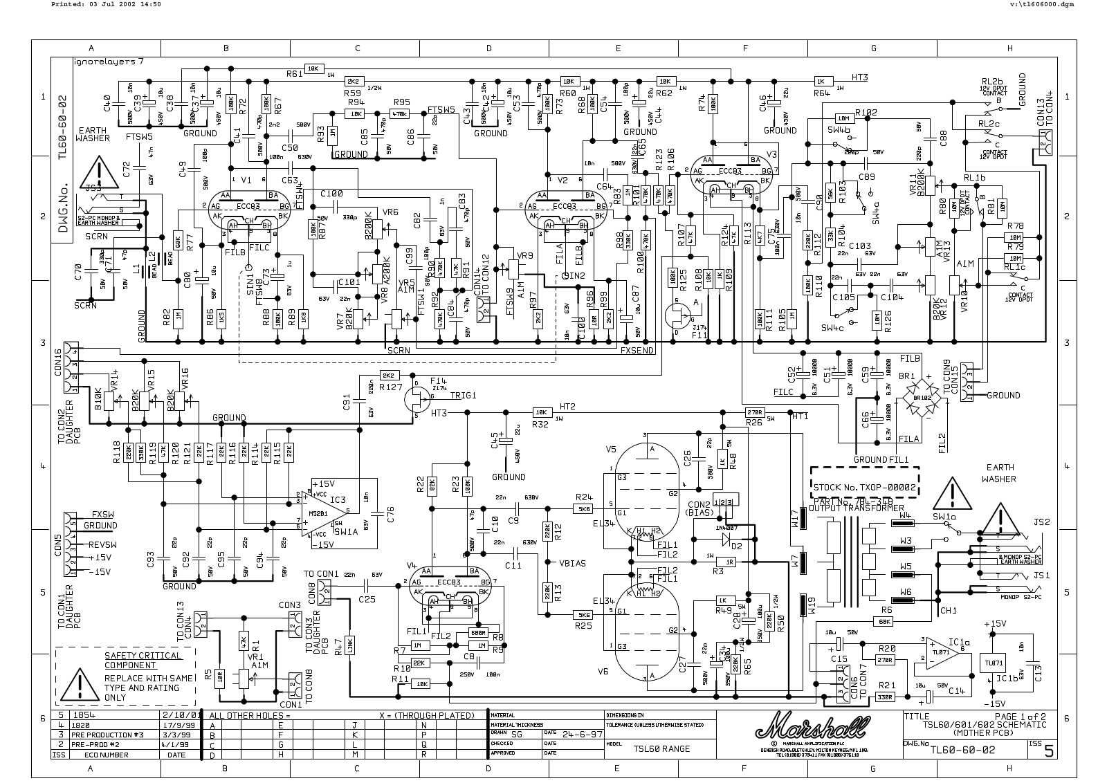 Marshall tsl60, jcm2000, tsl601, tsl602 schematic