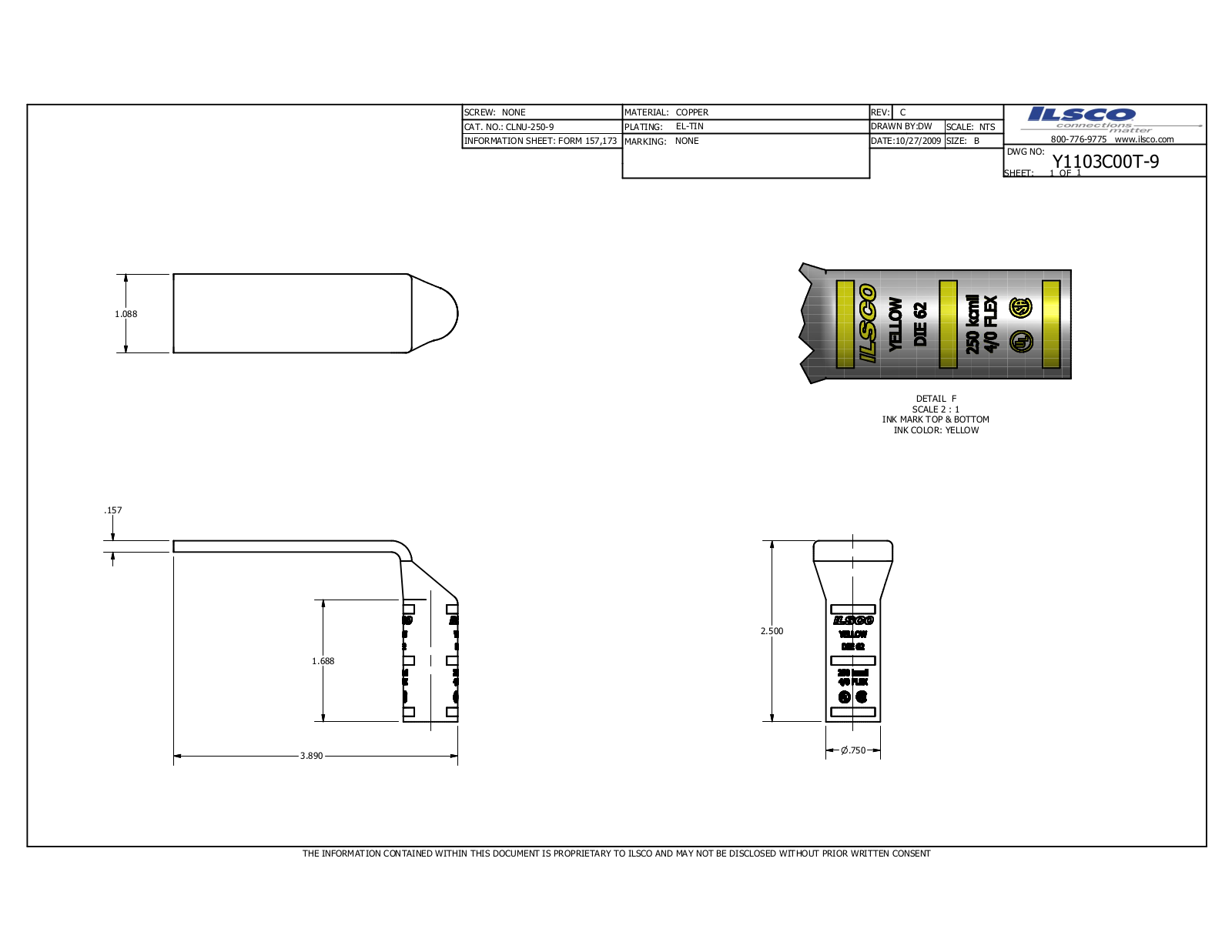 Ilsco CLNU-250-9 Data sheet